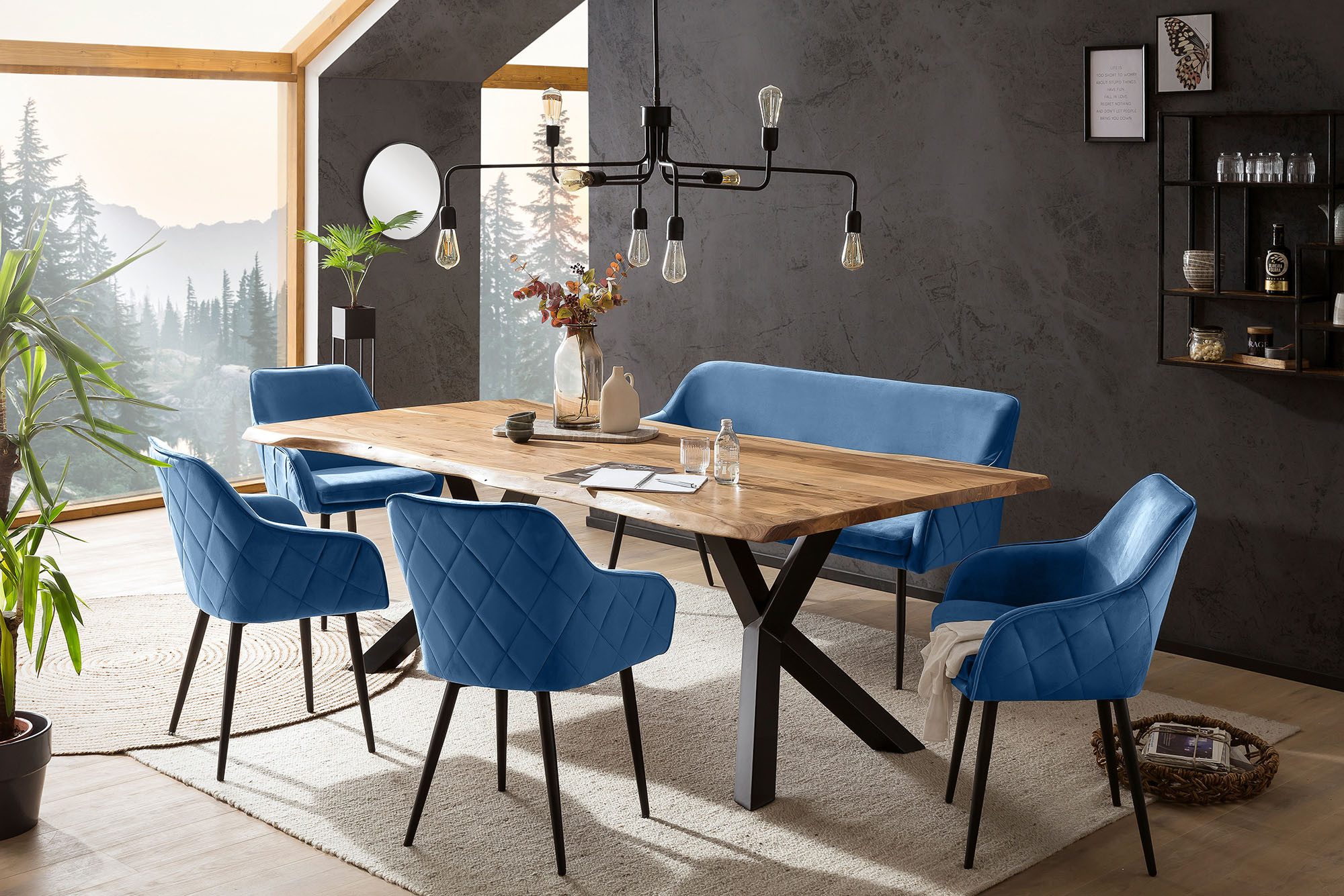 SalesFever Eckbankgruppe Eckbankgruppe im Landhausstil, (Set, 6-tlg), Rückenfläche mit aufwändiger Rautensteppung