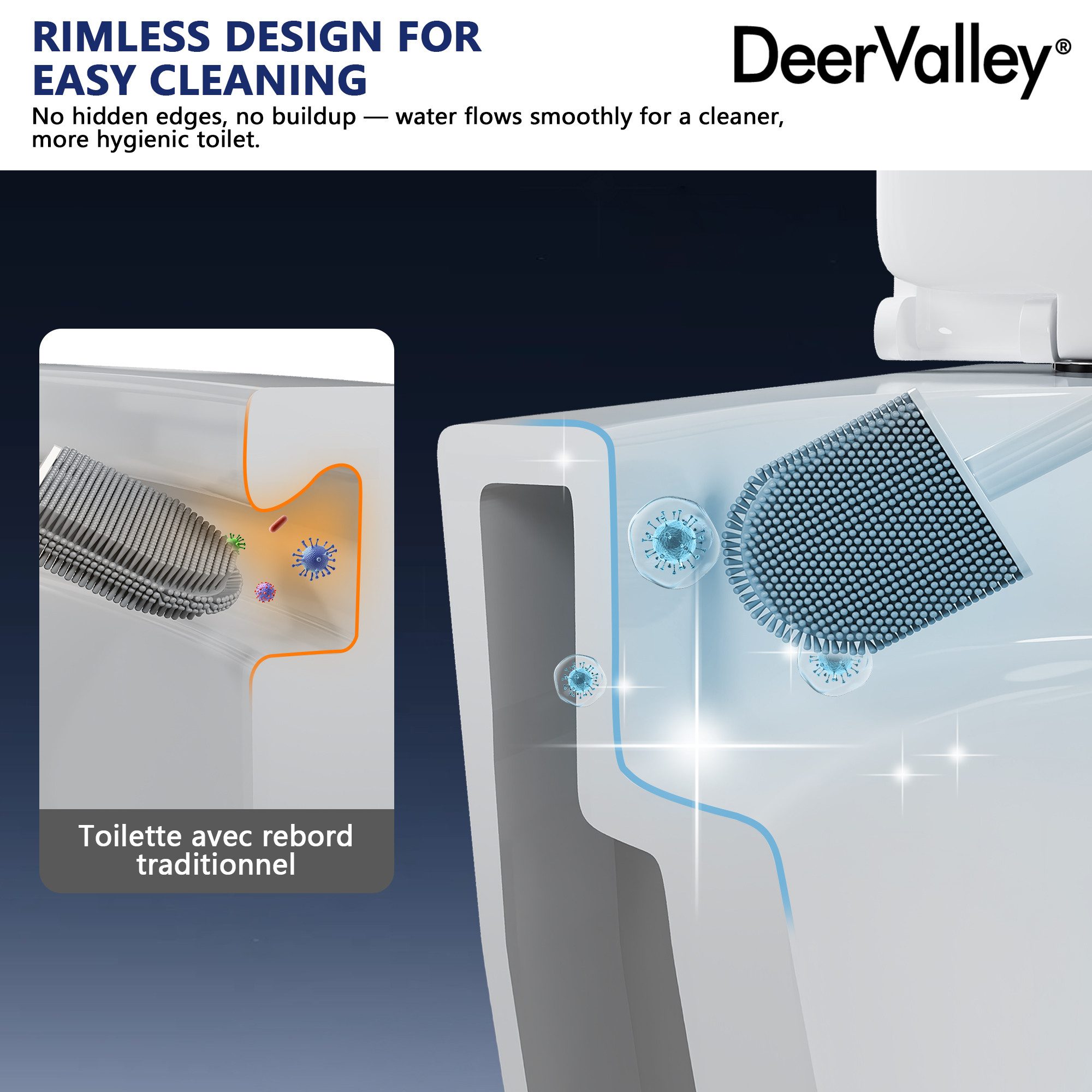 DeerValley Tiefspül-WC DeerValley Hänge WC Spülrandlos, wandhängend, Abgang waagerecht, Packung, Spülrandloses Wand-WC mit Soft-Close-Sitz