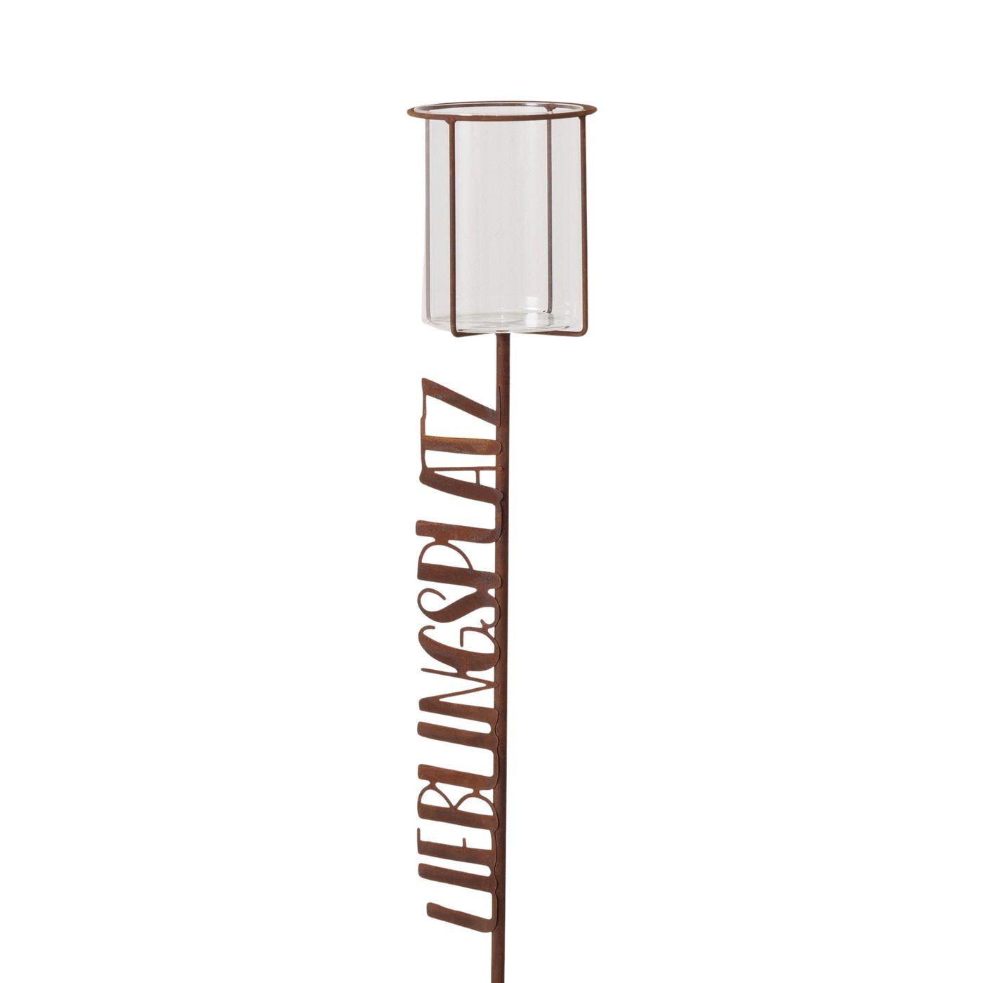 BOLTZE Gartenstecker Gartenstab aus Metall mit Teelichthalter "Lieblingsplatz/Willkommen" 1