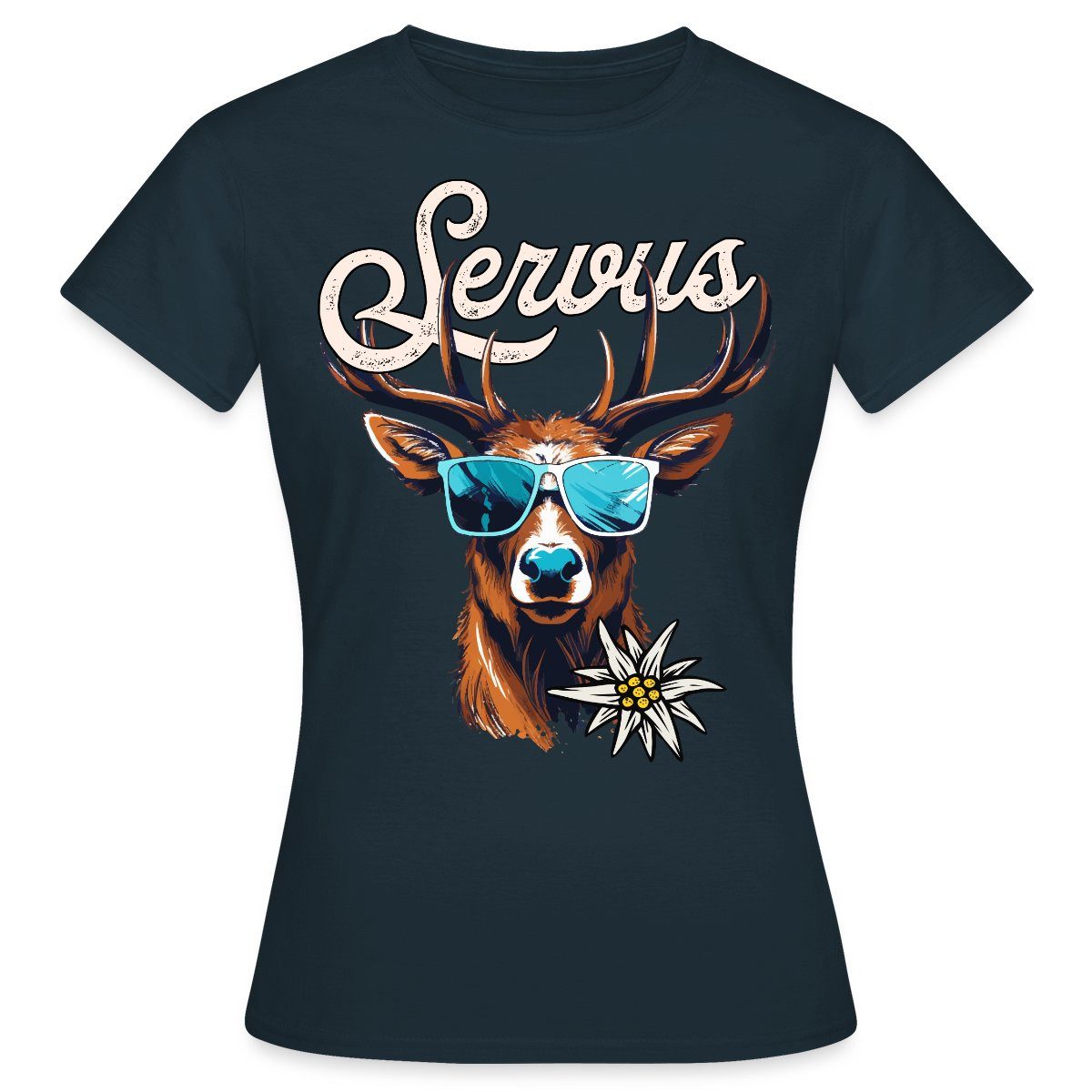 Spreadshirt T-Shirt Servus Hirsch Mit Sonnenbrille günstig online kaufen
