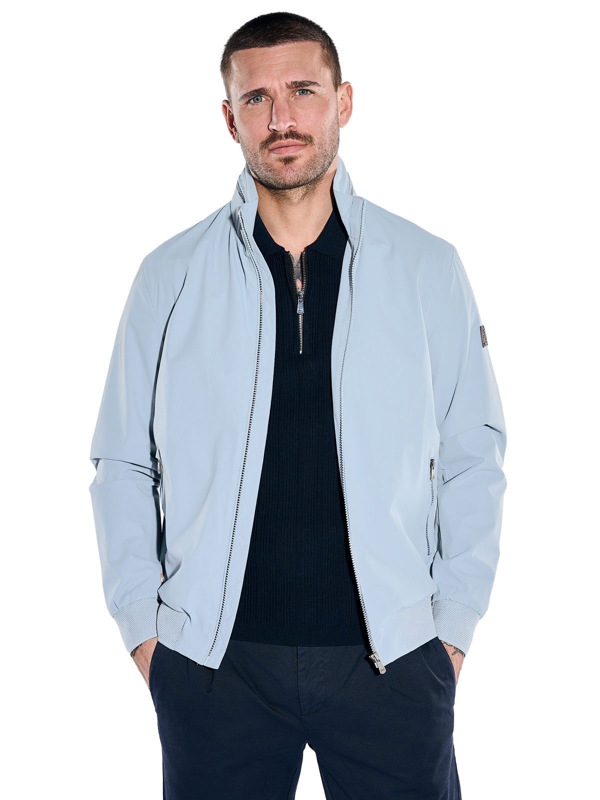 emilio adani Kurzjacke Herren Wasserabweisende Blousonjacke, Hellblau