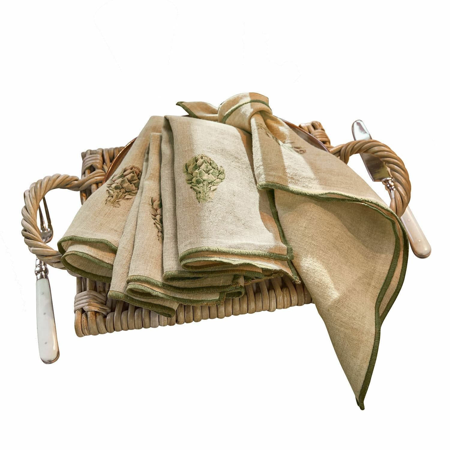 Stoffserviette Serviette 4er Set Myka leinen/grün