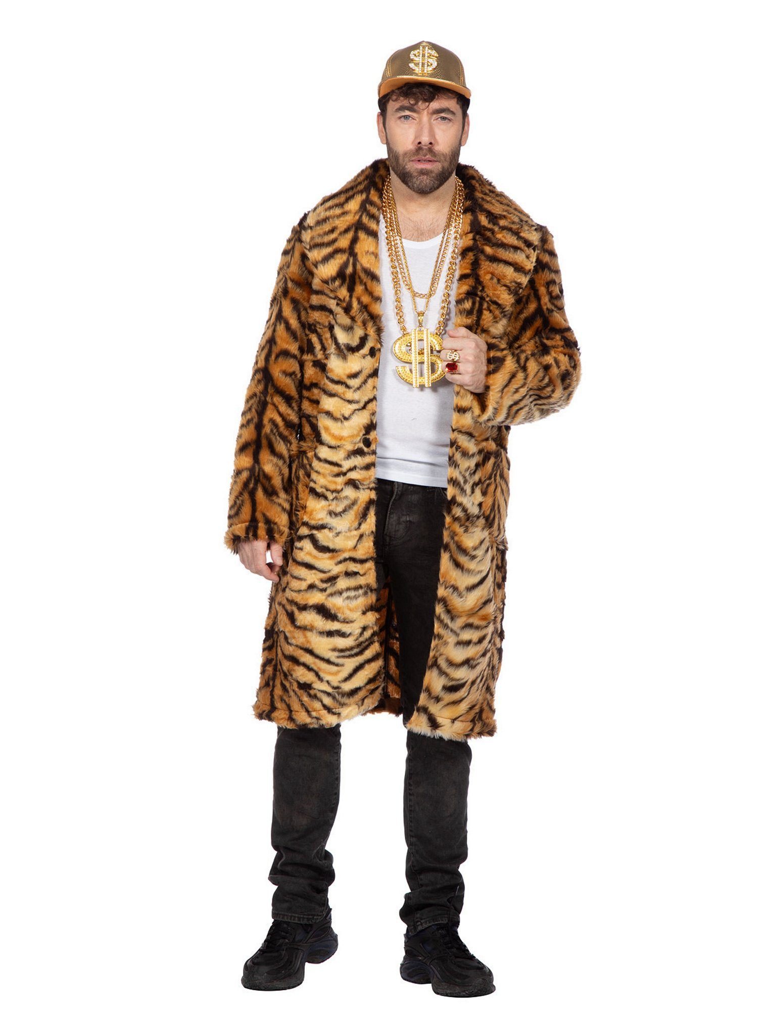 Kostüm Tiger Kunstfellmantel