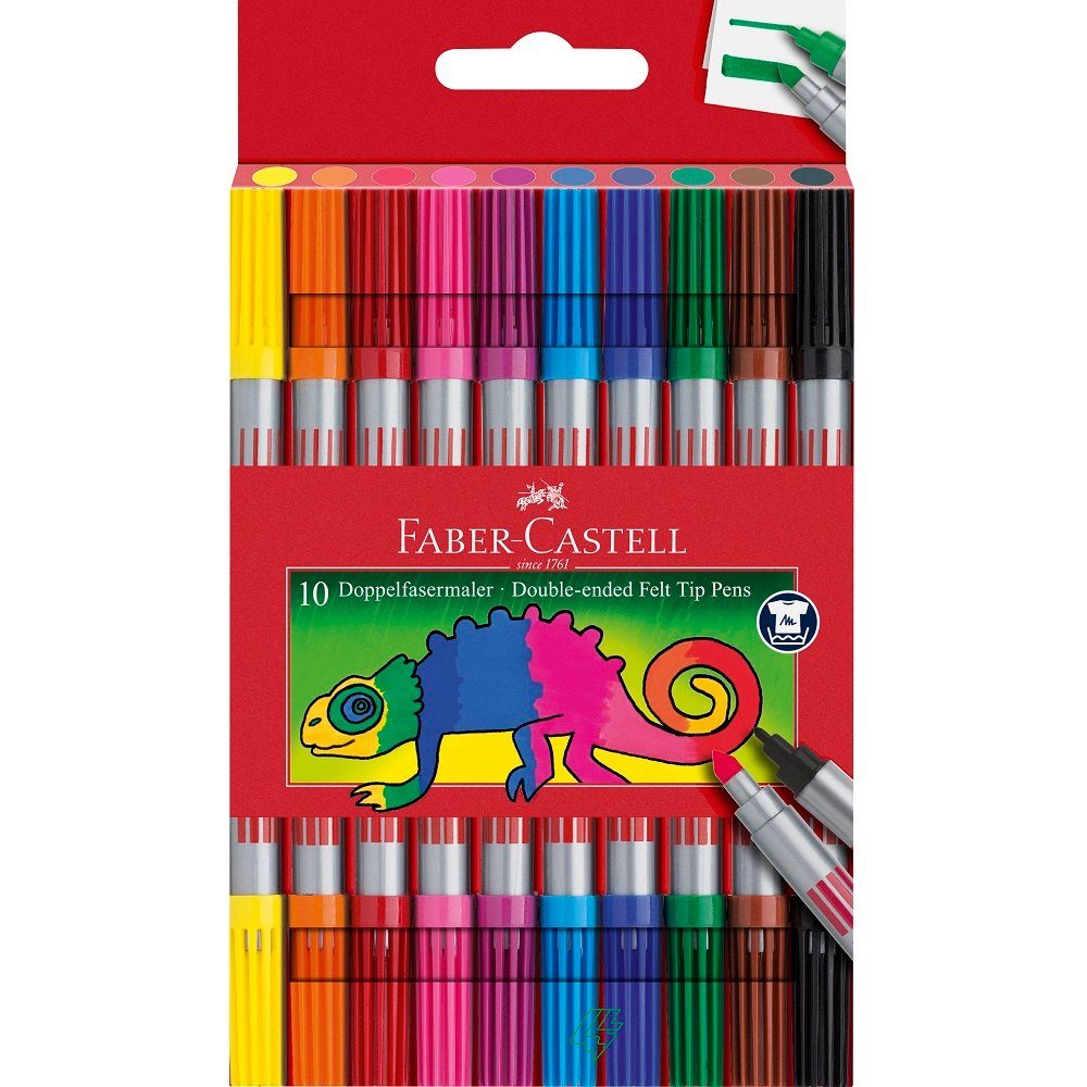 Faber-Castell Filzstift 10 Filzstifte Doppelender fein & breit farbsortiert