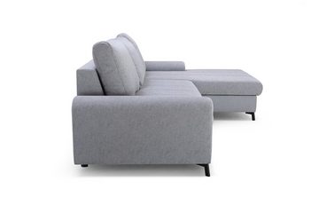 MOEBLO Ecksofa DELICE, Eckcouch mit Bettfunktion Couch L-Form Polstergarnitur Wohnlandschaft Polstersofa mit Ottomane Couchgranitur Sofa, mit Schlaffunktion und Bettkasten, - (BxHxT): 252x88x168 cm