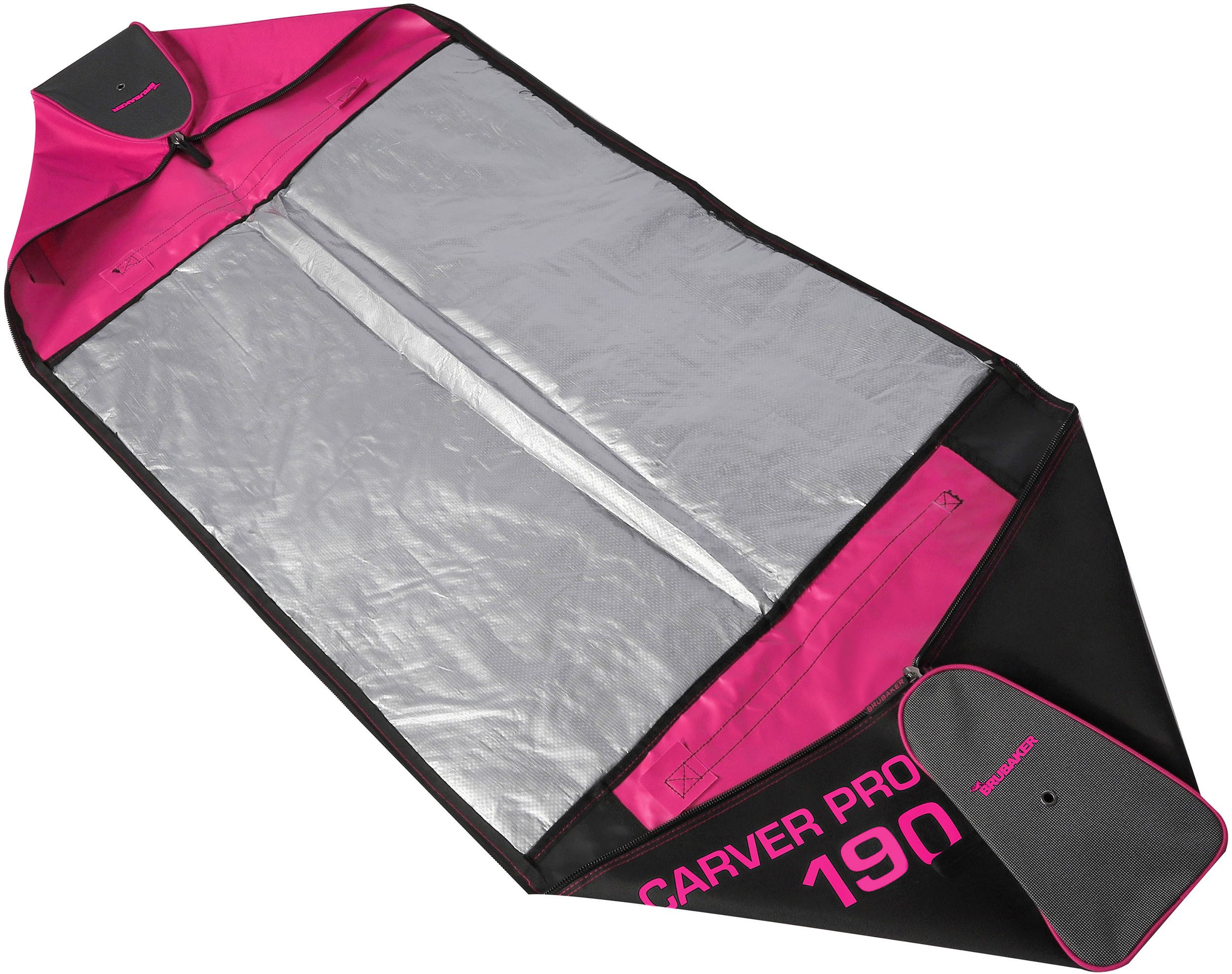 BRUBAKER Skitasche Carver Pro Ski Tasche - Pink Schwarz (Skibag für Skier und Skistöcke, 1-tlg., reißfest und schnittfest), gepolsterter Skisack mit Zipperverschluss