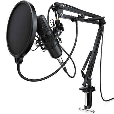 LIAM&DAAN Streaming-Mikrofon (Set), Kondensator Mikrofon mit Arm, Spinne & Popschutz Podcast Set / Kondensatormikrofon