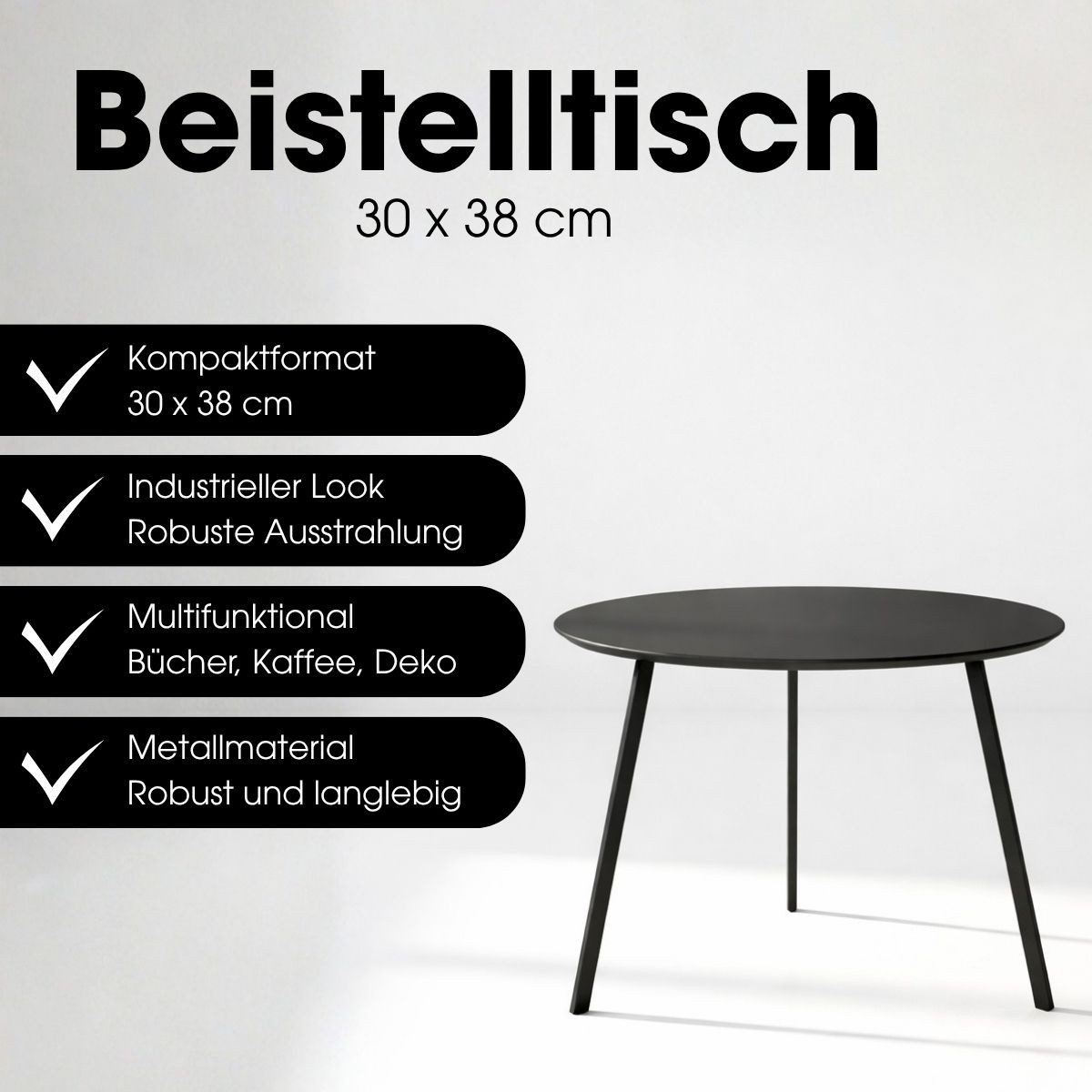 Mica Decorations Beistelltisch Mica Decorations Seattle Beistelltisch H38 x Ø58 cm Schwarz