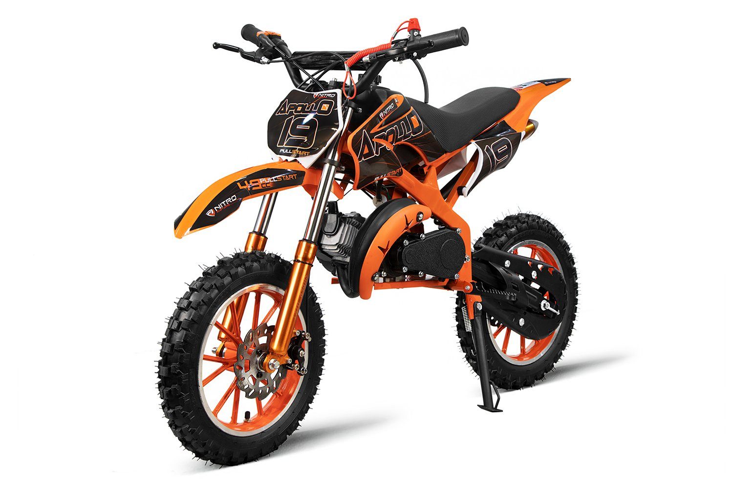 Pullstart Orange Apollo 49cc 10 Dirt-Bike Nitro Dirtbike Crossbike Zoll Motors Smarty