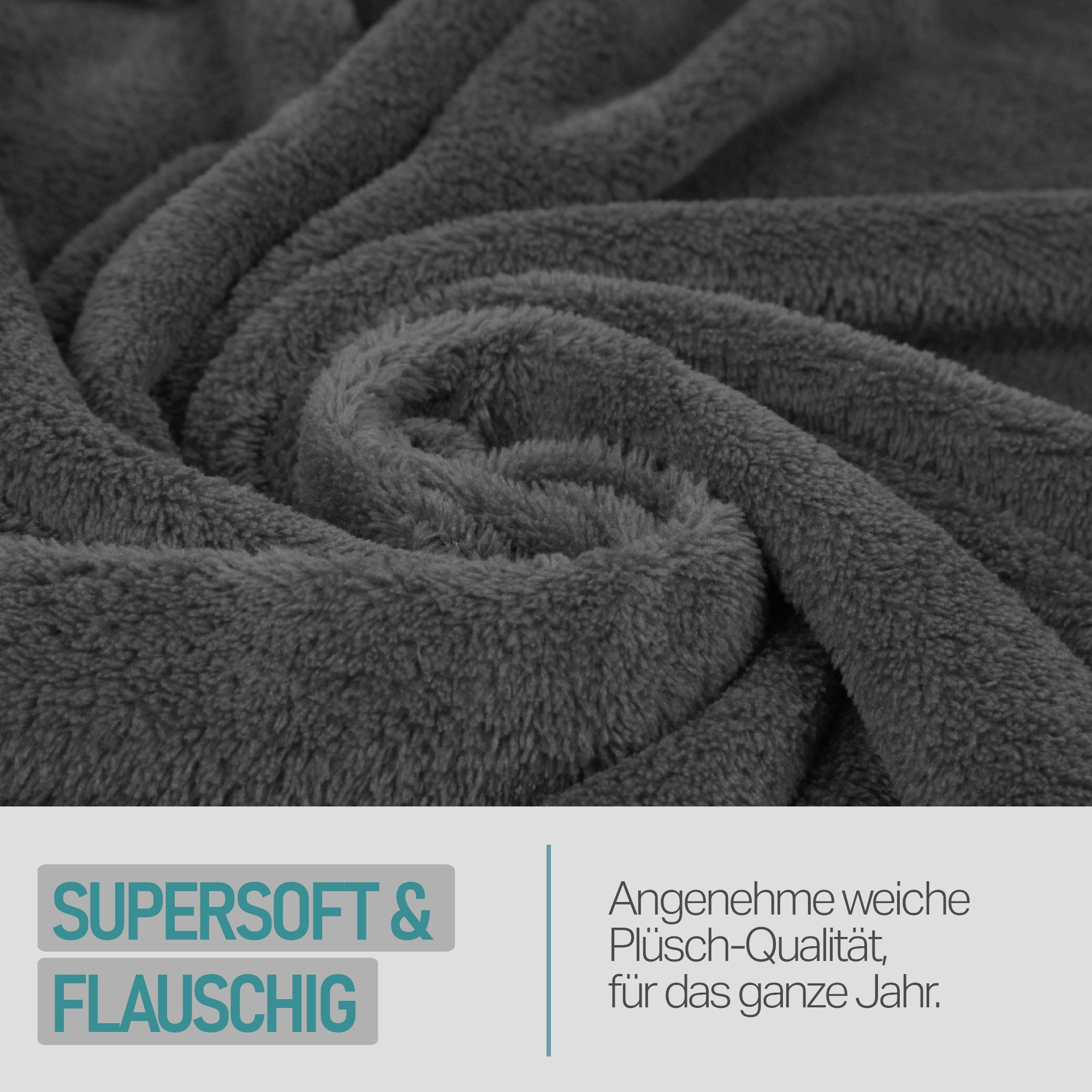 Wohndecke mit Ärmeln 130x180 cm, Bestlivings, 100% plüschiger Polyester, waschbar bei 30°C, trocknergeeignet