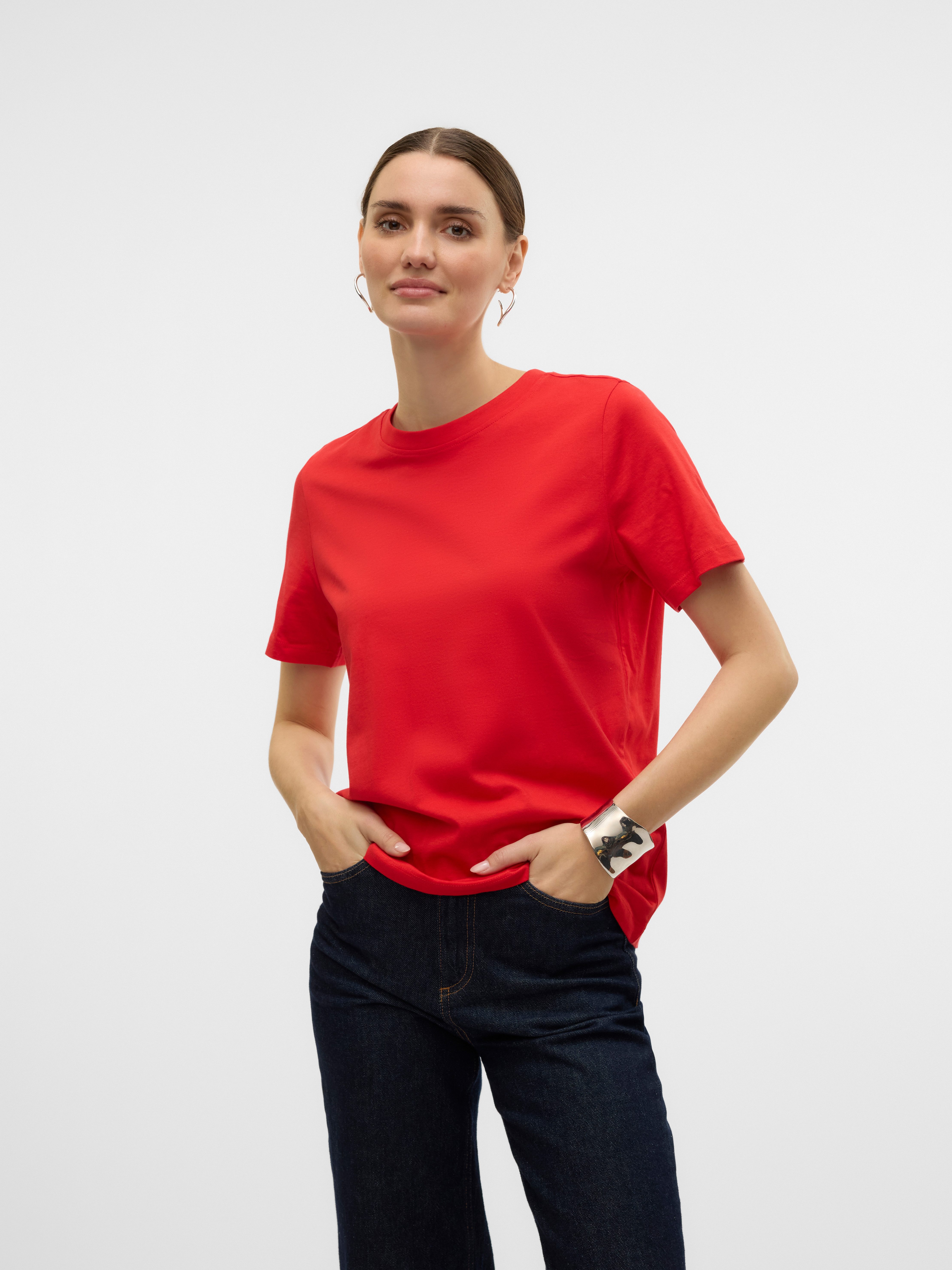 Vero Moda Kurzarmshirt VMPAULINA SS T-SHIRT GA JRS NOOS Baumwolle, regular günstig online kaufen