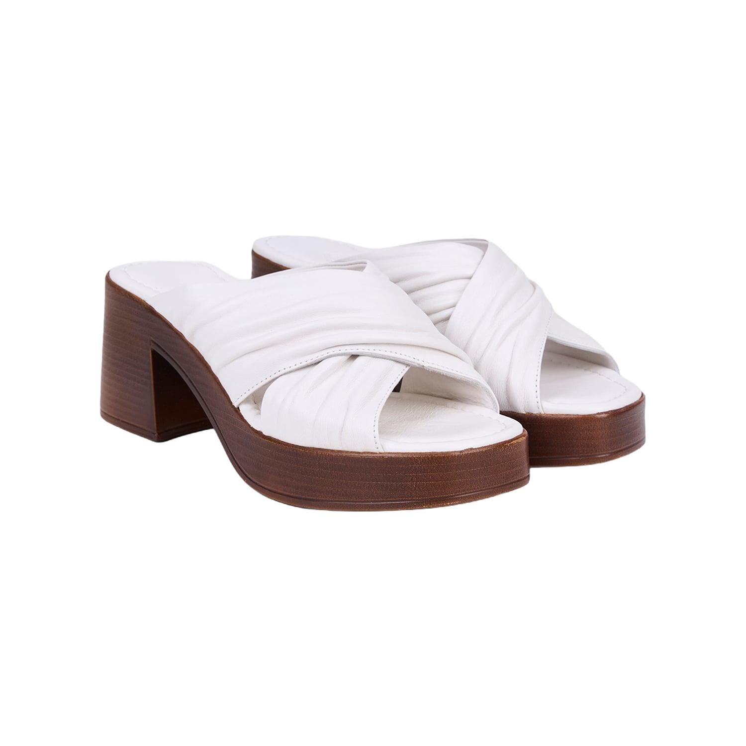 Desa DESA Damen-Plateausandalen mit gerafftem Riemen Mules