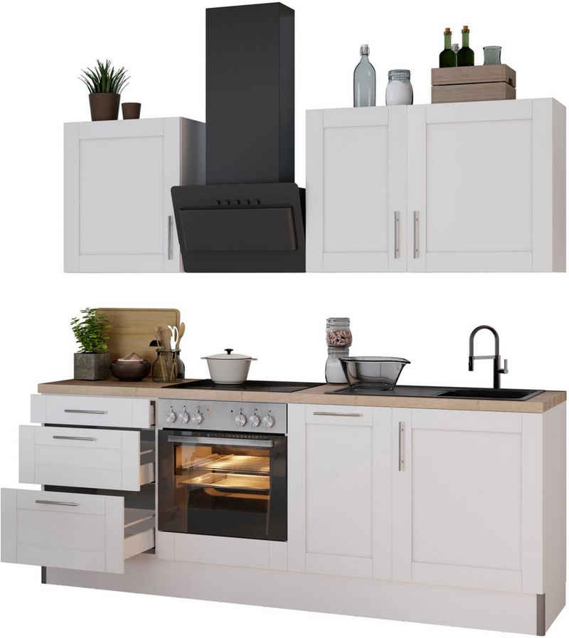 OPTIFIT Küche Ahus, Breite 225 cm,wahlweise mit E-Geräten,MDF Fronten,Soft Close Funktion