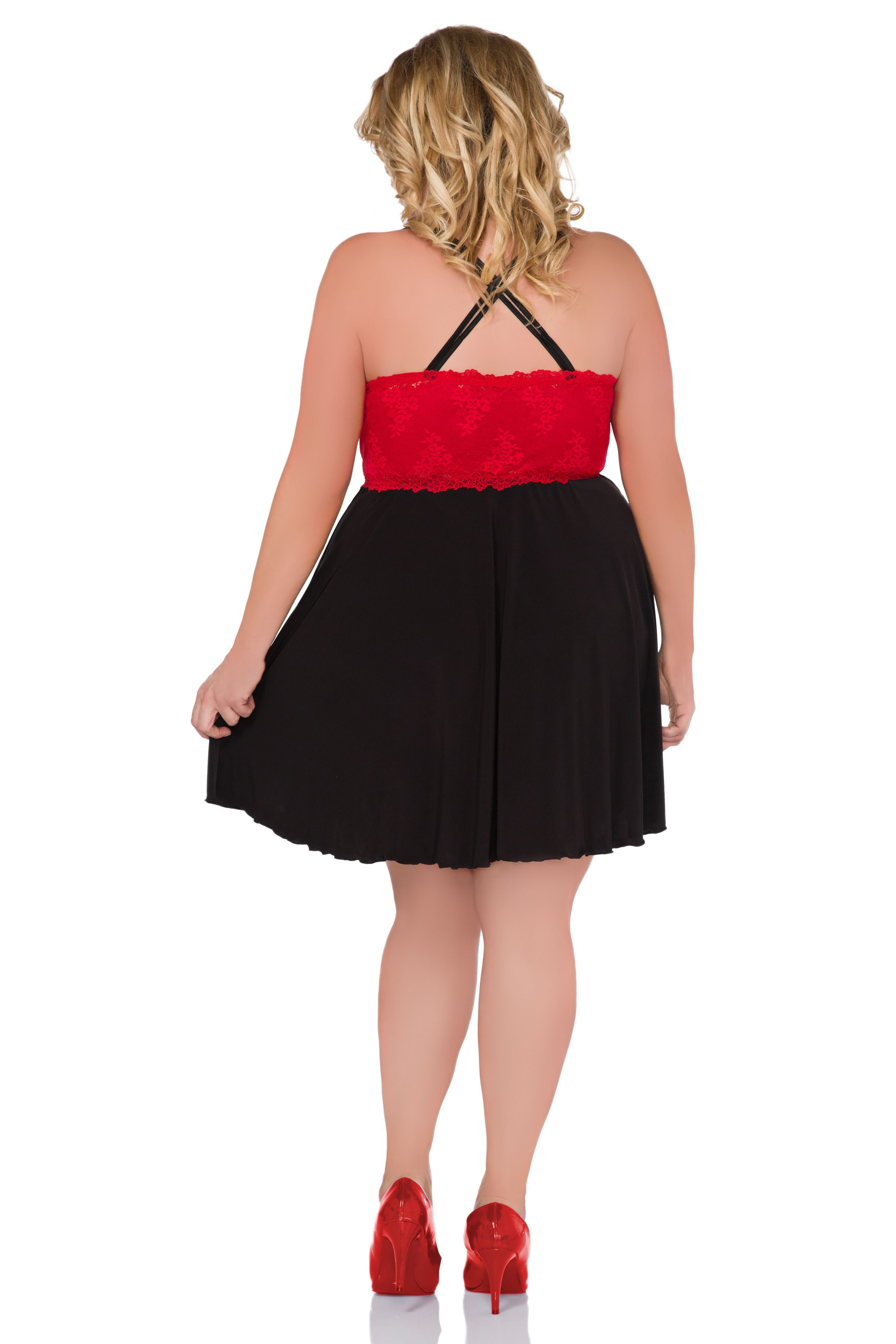 Andalea Babydollkleid Babydoll in schwarz/rot - 46/48