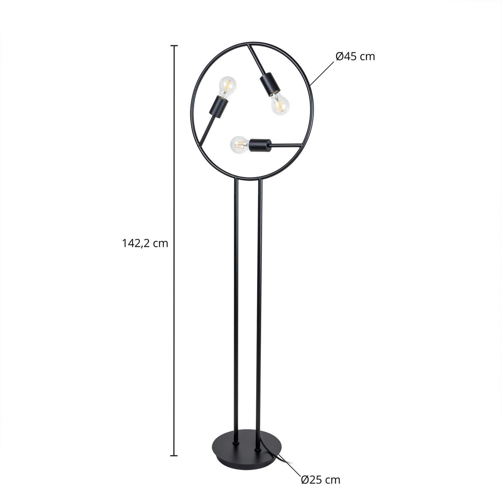 Lucande Stehlampe Linnard, Leuchtmittel inklusive, E27, Schwarz, Stehleuchte, nicht flammig, Eisen, Design Floor Design, 3