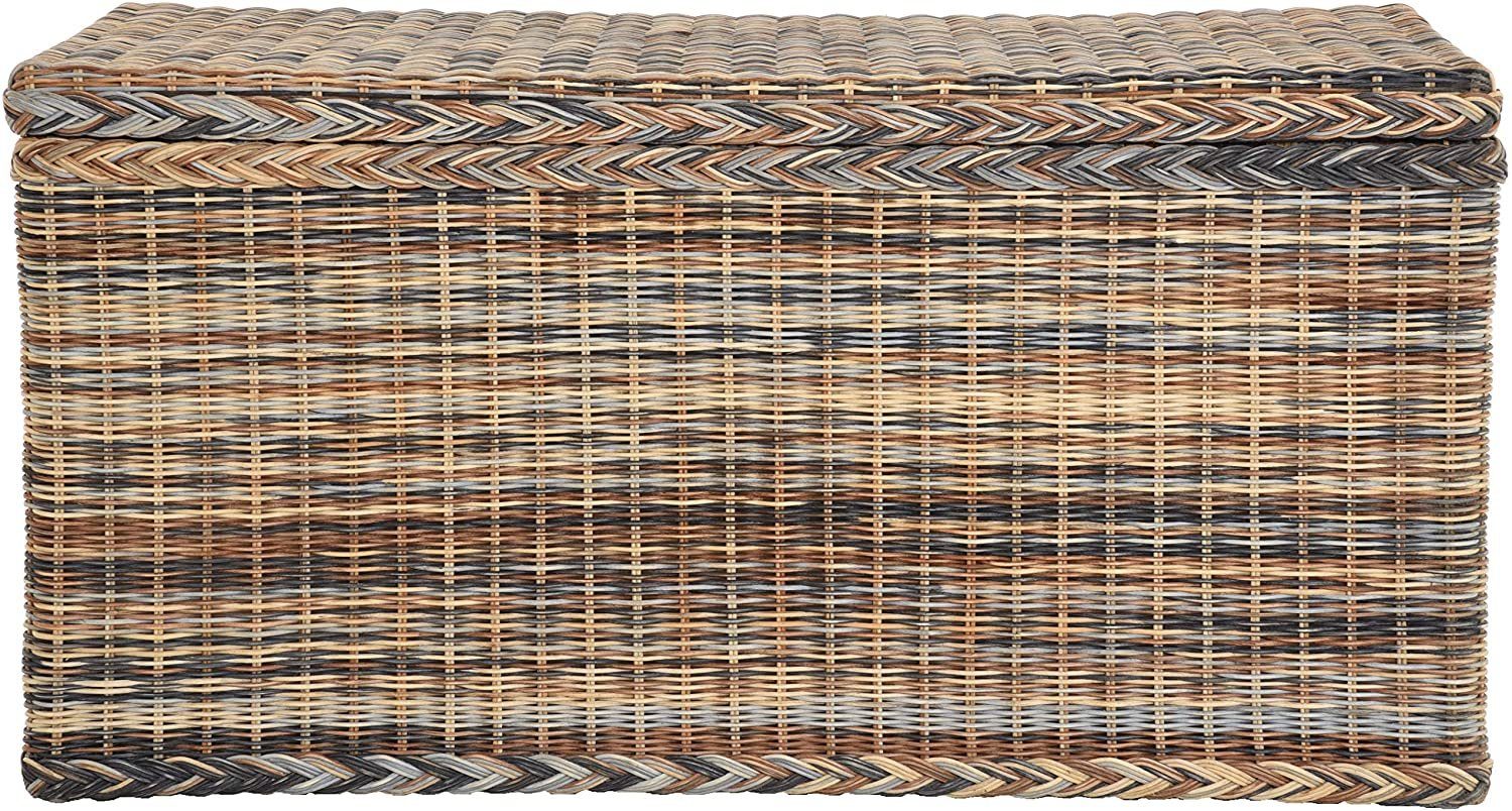 Krines Home Truhe Große Rattantruhe MAX Wäschetruhe mit Deckel Natur Rattan günstig online kaufen