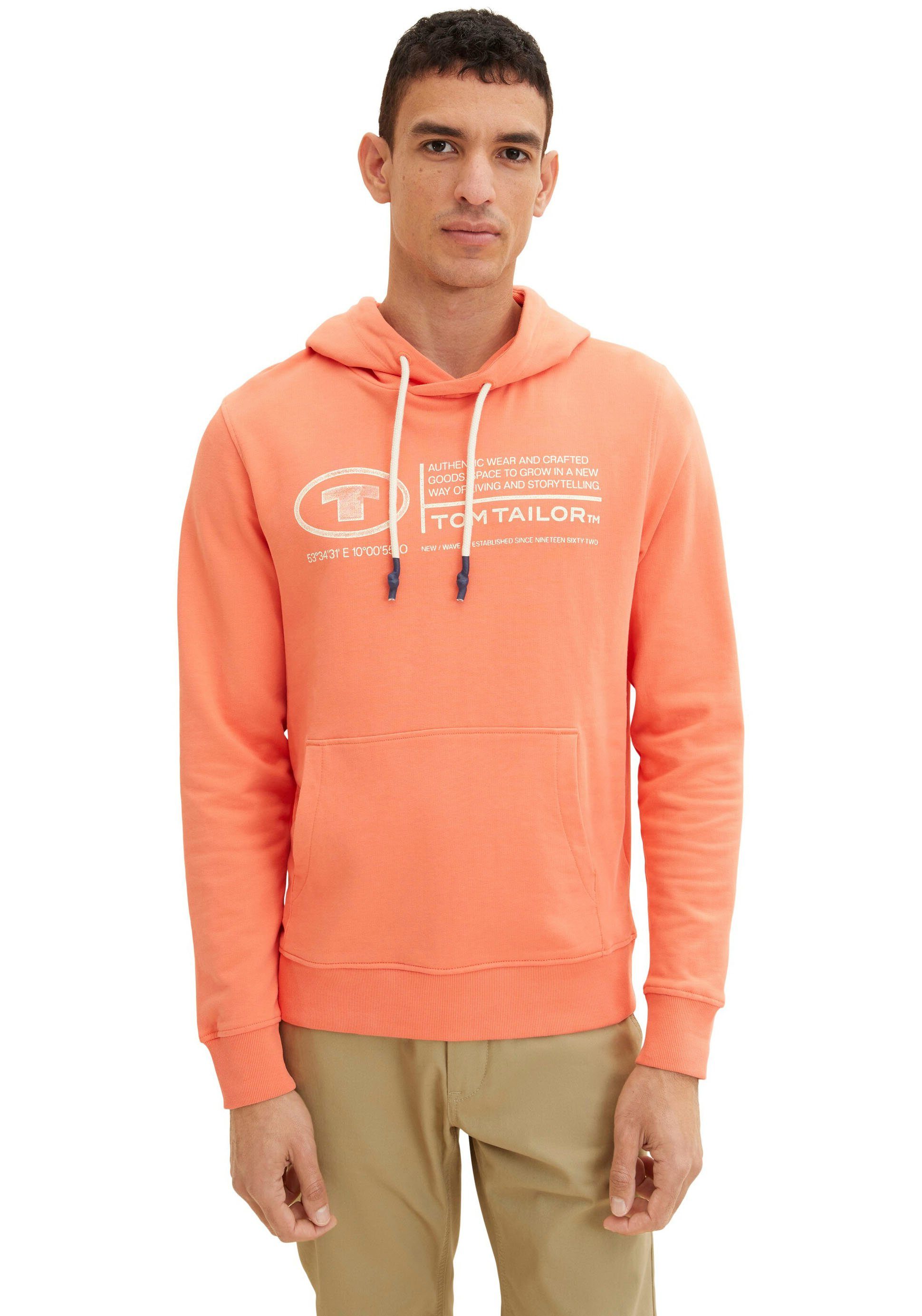 TOM Kapuzensweatshirt apricot Logo-Print TAILOR mit