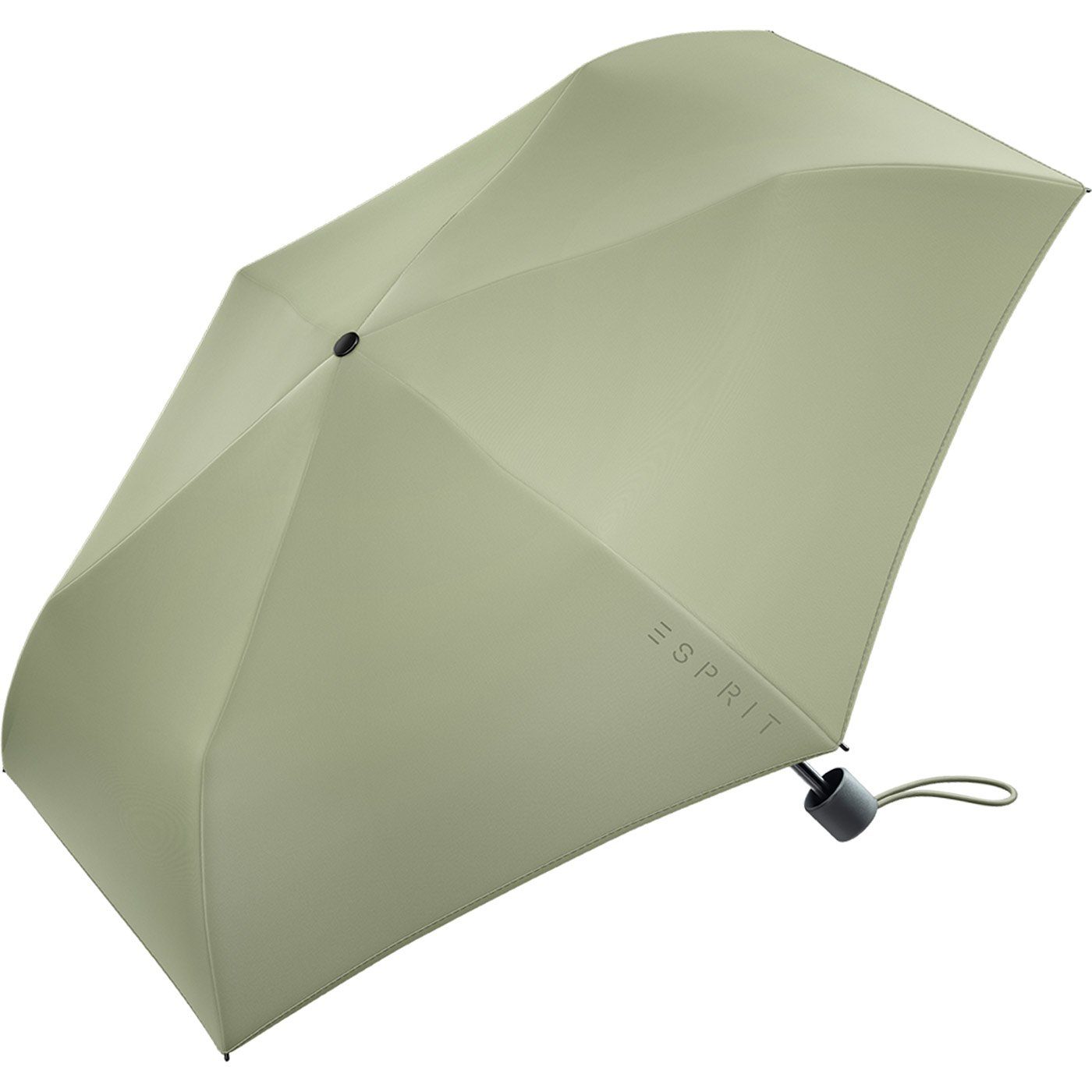 Esprit Taschenregenschirm Mini den Slimline sehr in neuen FJ leicht, olive Damen Trendfarben Regenschirm 2022
