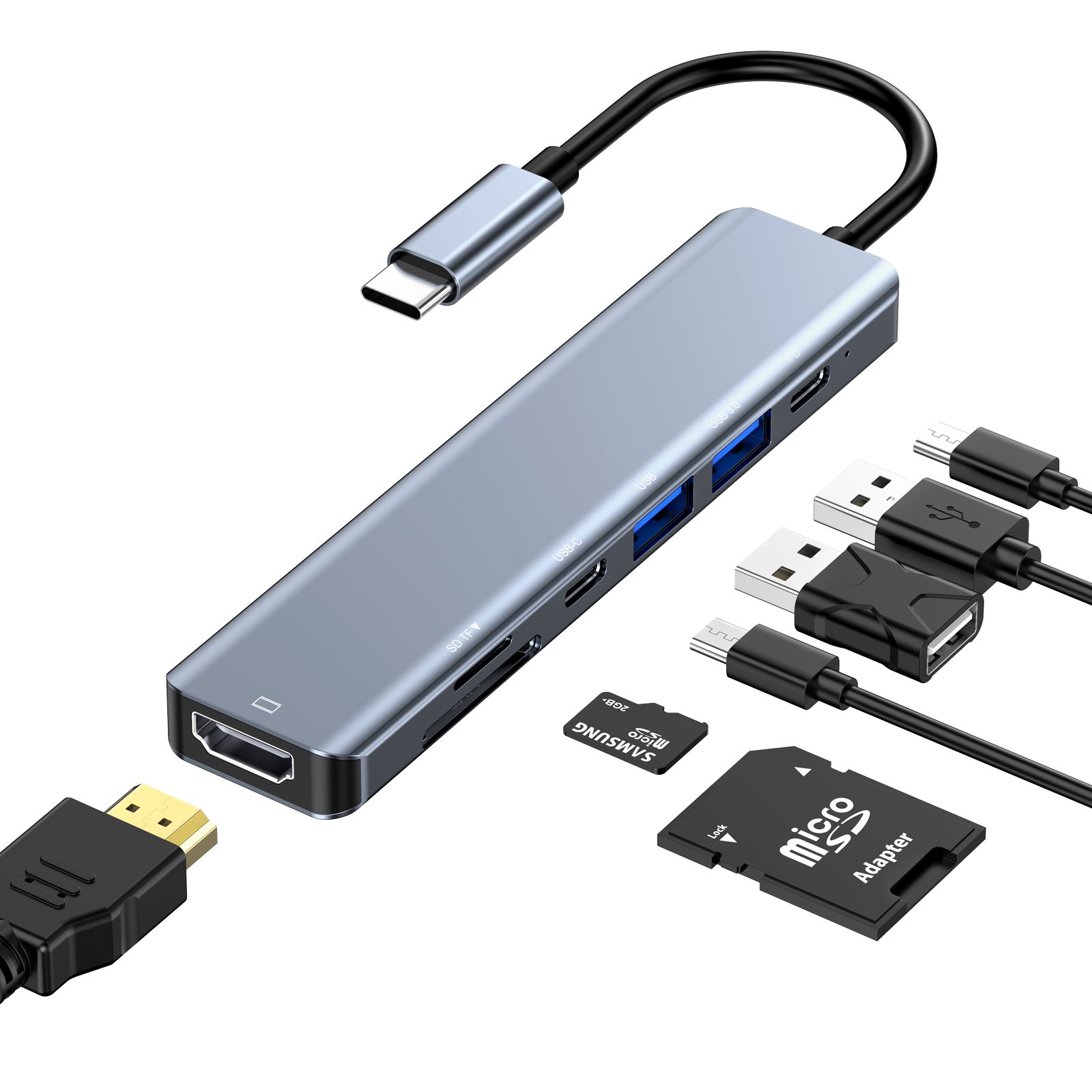 neue dawn 7 in 1 USB C Hub Adapter für iMac 2021 mit 4K HDMI USB-Adapter,  Für MacBook Pro/Air 2020/2019, ThinkPad X1 Carbon Asus Deluxe 3/3 pro