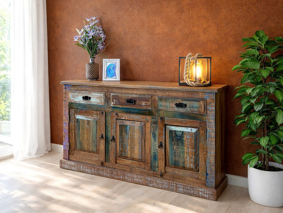 Moebel-Eins Kommode, RIVERBOAT Sideboard I aus Altholz, Material Massivholz, Vintage-Optik