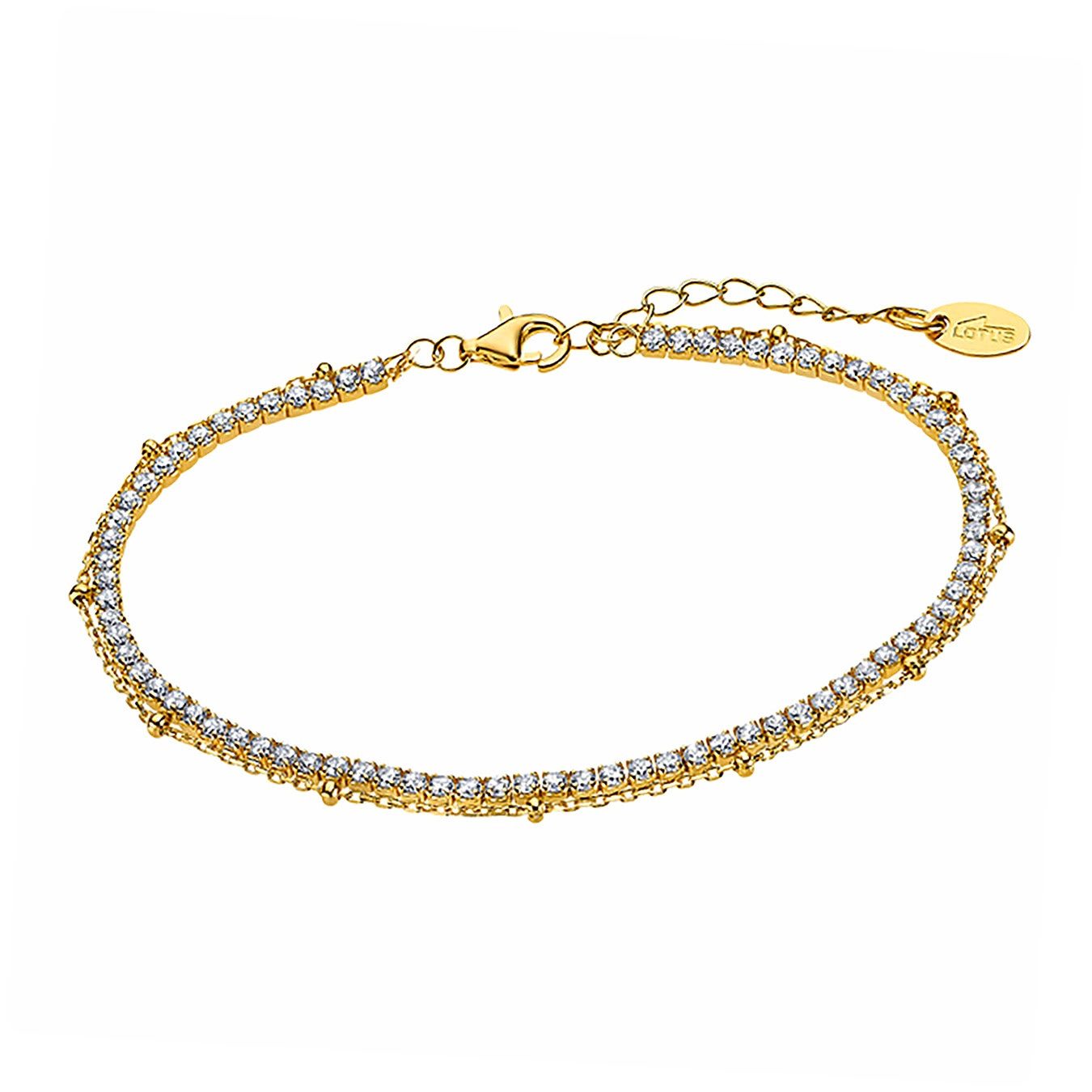 LOTUS SILVER Silberarmband LOTUS Silver Armband Zirkoniasteine (Armband), Armband Zirkoniasteine gold ca. 16cm, 925 Sterling Silber, gold, weiß