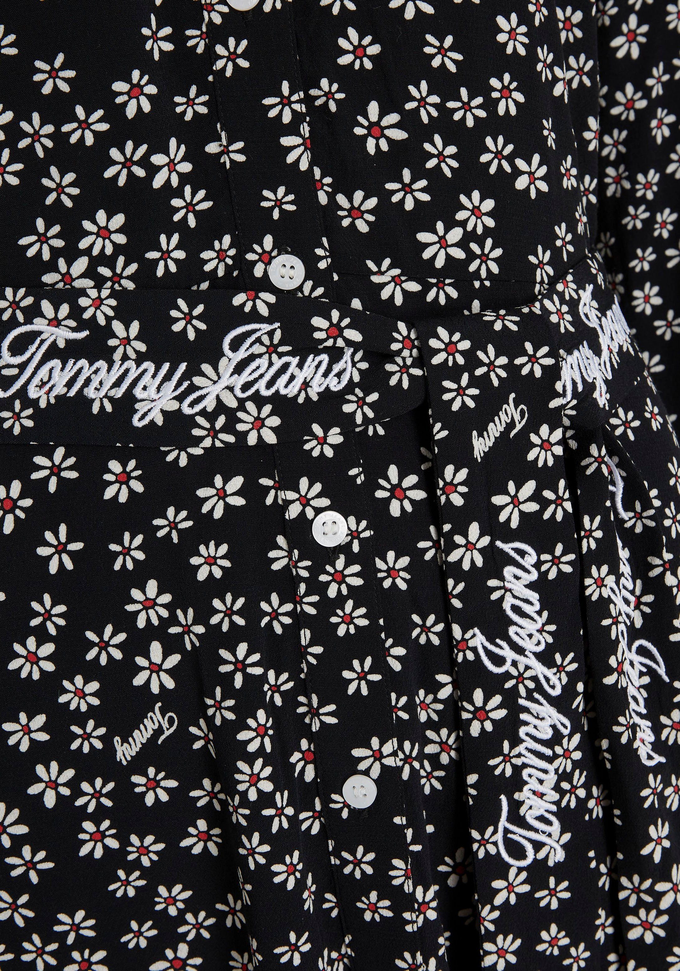 Tommy Jeans Curve Shirtkleid mit DRESS & Print BELTED MIDI allover Millefleur TJW EXT Logo DITSY