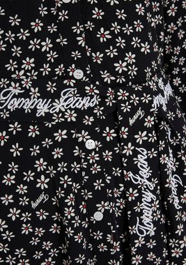 Tommy Jeans Curve Shirtkleid TJW DITSY BELTED MIDI DRESS EXT mit allover Millefleur & Logo Print
