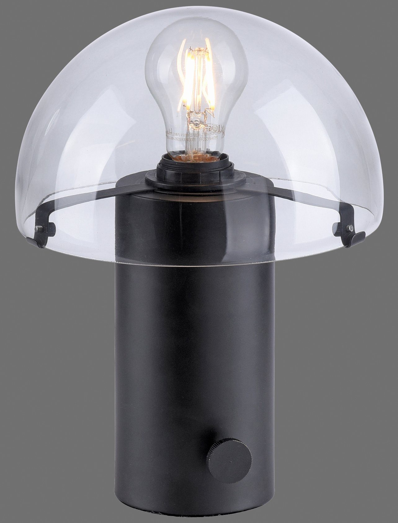 Tischlampe Pilzlampe Leuchtmittel, schwarz/rauchglas Drehschalter, ohne andas E27, Ein-/Ausschalter, Tischleuchte Skickja, skandinavisch