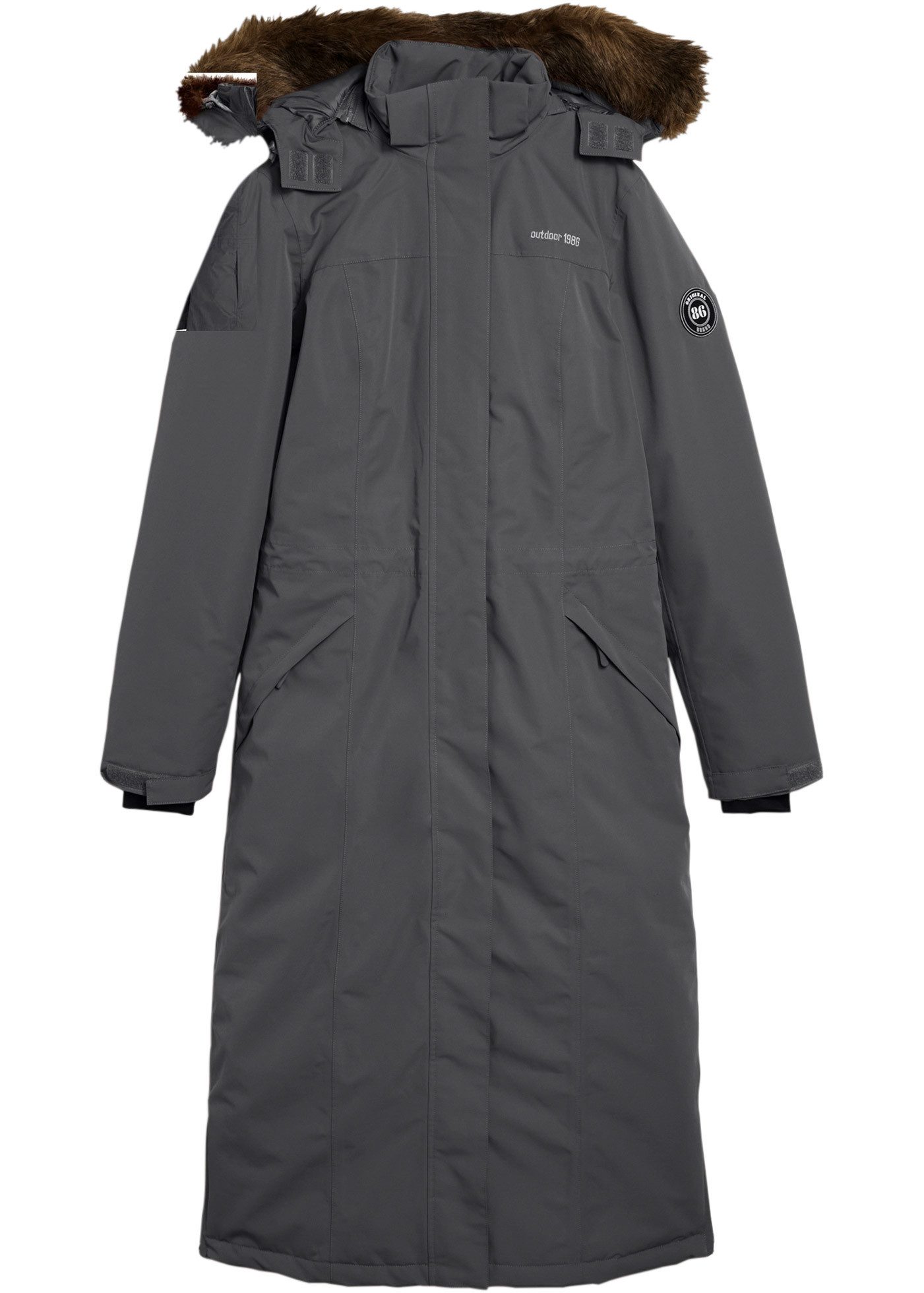 bonprix Wintermantel mit abnehmbarer Kapuze + Fellimitat, Daumenlöcher, Handy-Innentasche – Bild 5 von 5