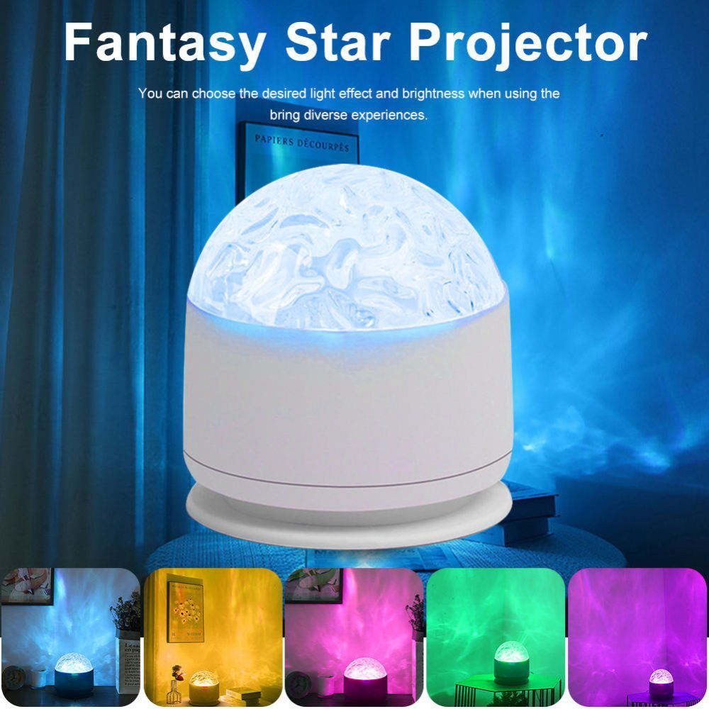 Wrischan Projektionslampe LED Sternenlicht Projektor 16 Farben USB Fernbedienung Nachtlicht, LED fest integriert, 16 Farben, Fernbedienung, Aurora Effekt, USB wiederaufladbar