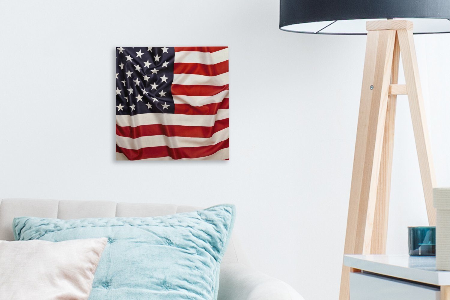 OneMillionCanvasses® Leinwandbild Nahaufnahme der Schlafzimmer St), Leinwand Wohnzimmer amerikanischen Bilder Flagge, für (1
