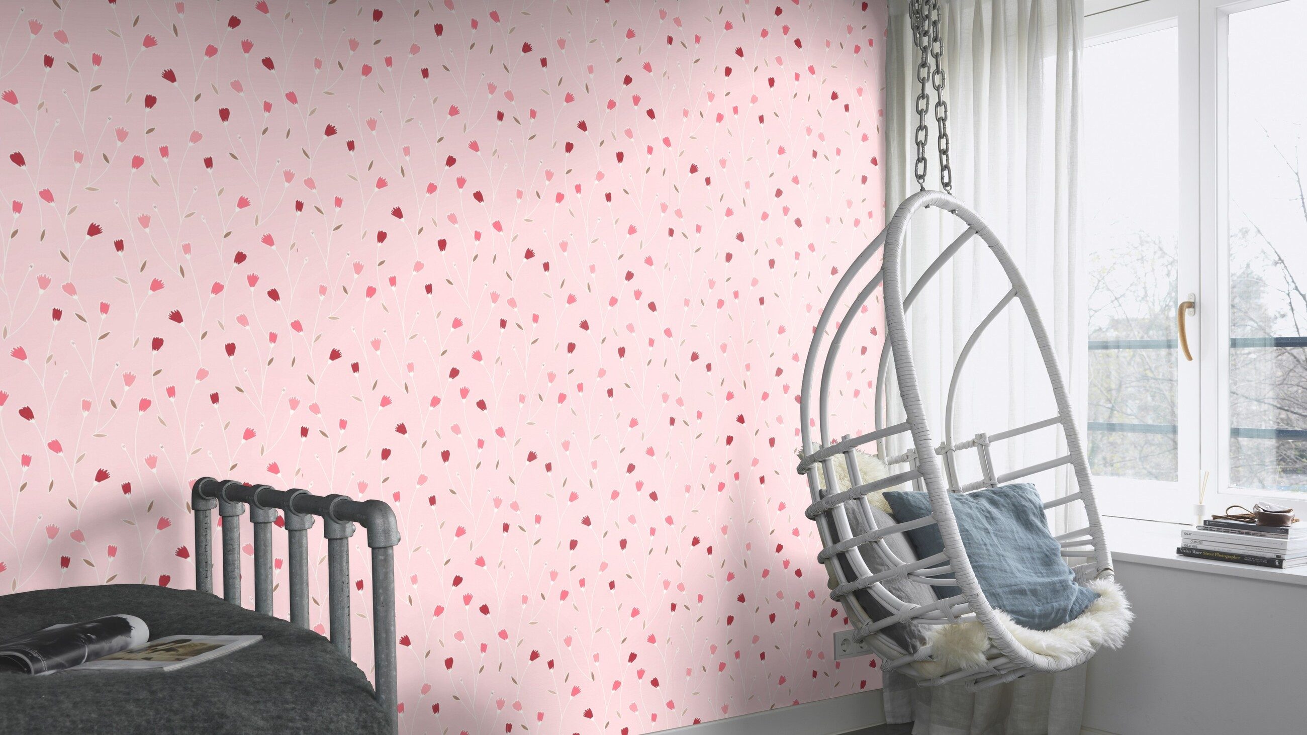 Rasch Papiertapete Blumen in Rosa und Lila, strukturiert, Blumen, (1 St), Floral