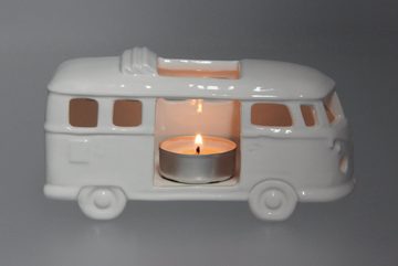 VW Collection by BRISA Teelichthalter Volkswagen T1 Bulli Bus Teelichthalter, Tischdeko, Windlicht aus Keramik im Maßstab 1:22 in weiß