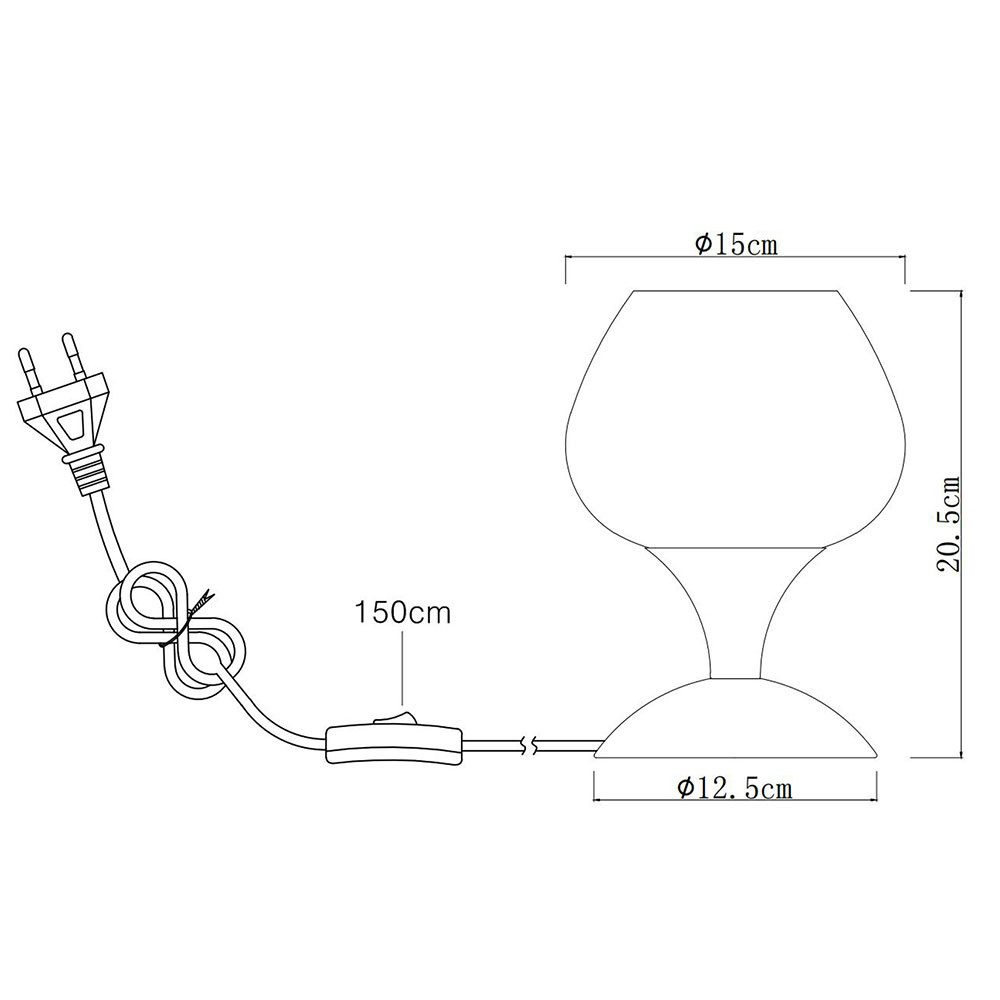 GLOBO LIGHTING Tischleuchte, Leuchtmittel nicht inklusive, Schlafzimmerleuchte Tischlampe Beistellleuchte 1x E27 Glas kupfer
