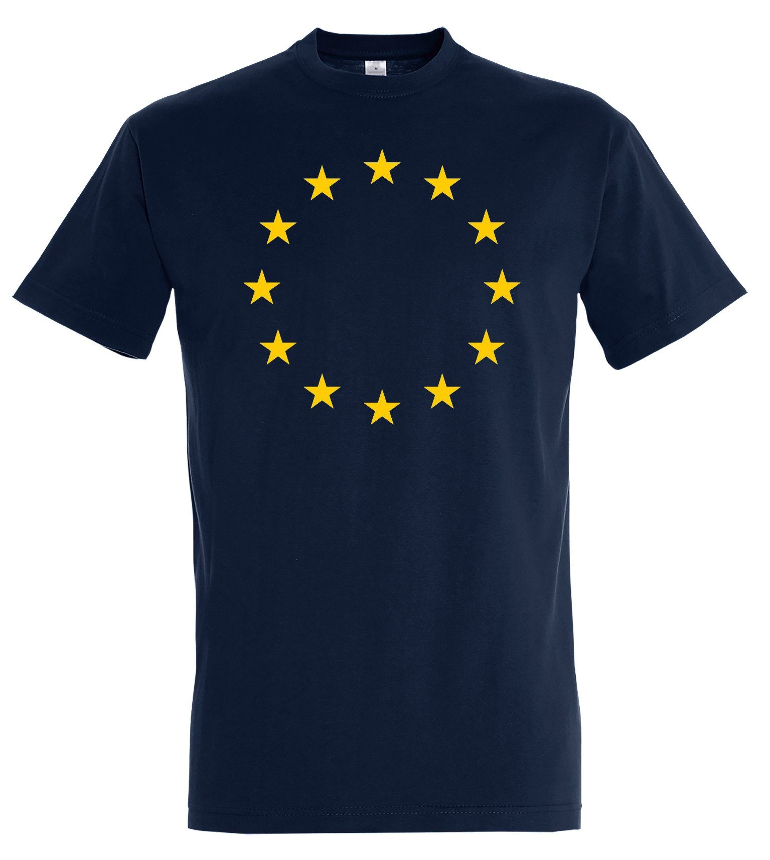modischem Sterne Print-Shirt EU Youth mit EU Aufdruck Herren T-Shirt Designz Navyblau Flagge Europa