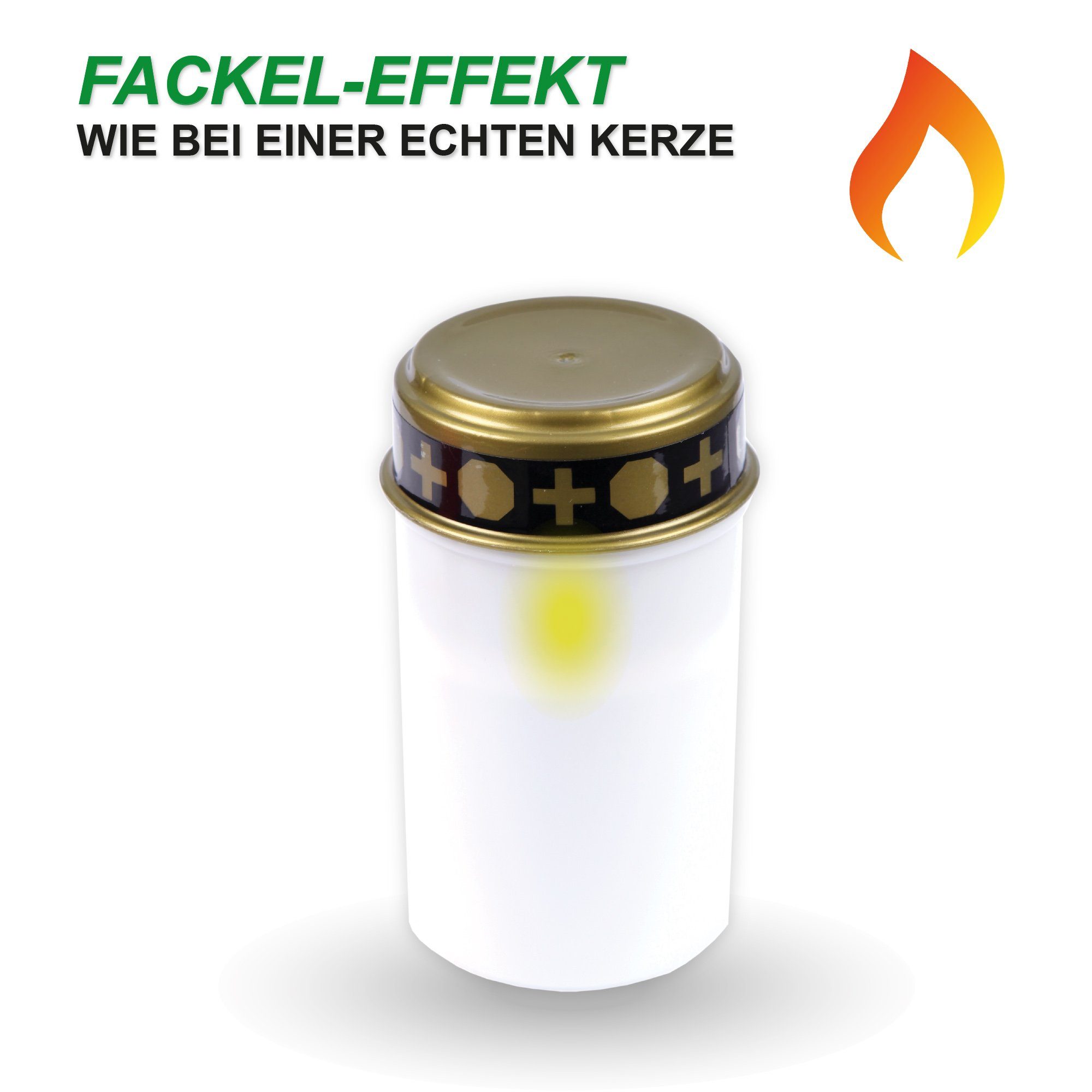 Bestlivings Grabkerze LED wetterfest, Batteriebetrieb (1-tlg), realistischer Flackereffekt, wiederverwendbar, 5-6 Wochen Leuchtdauer – Bild 5 von 5
