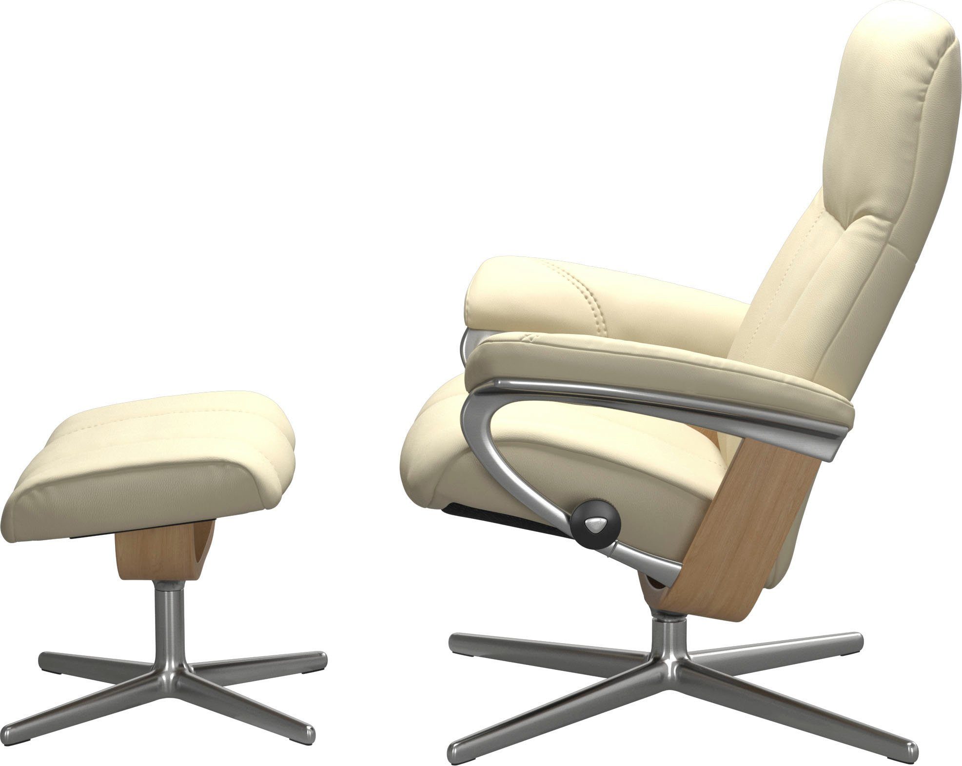 Stressless® Größe M Eiche Cross Hocker, Relaxsessel mit Relaxsessel Base, S, mit Hocker), (Set, mit L, Consul Holzakzent &