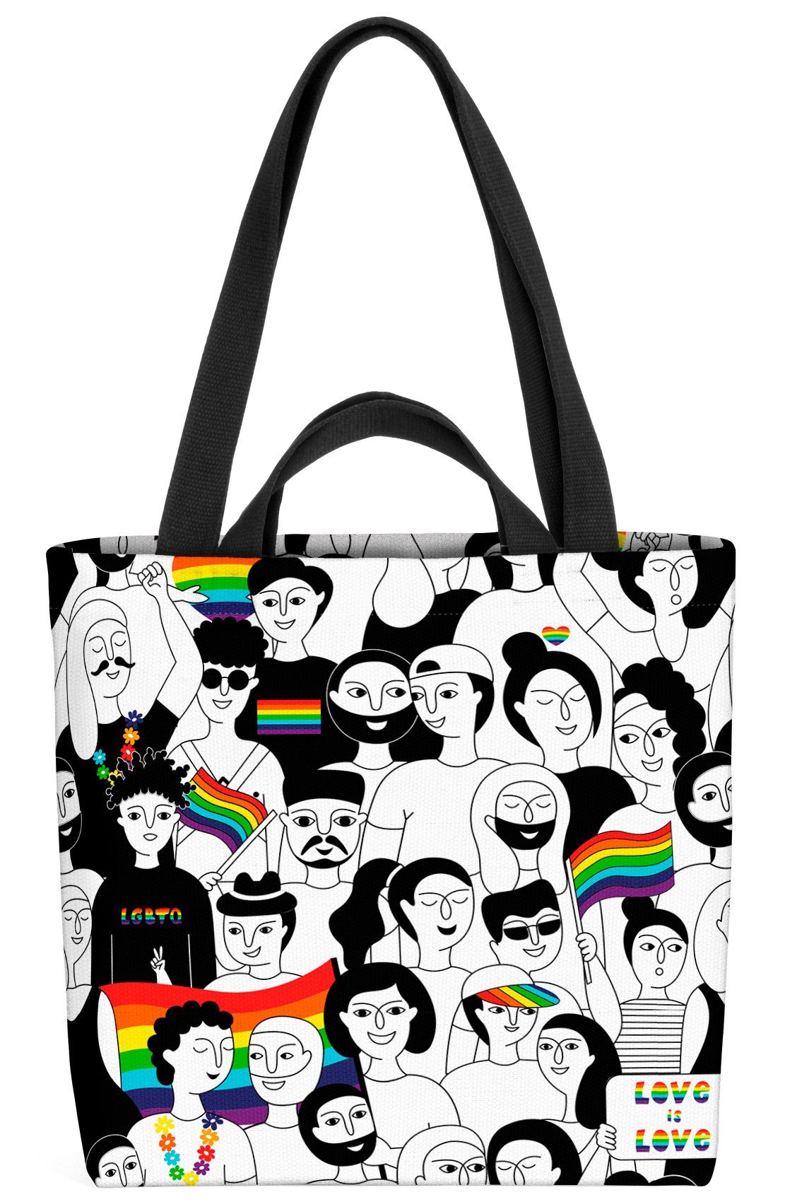 VOID Henkeltasche (1-tlg), Love parade Gay pride Zeichnung Cartoon Pride flag Love club Menschen