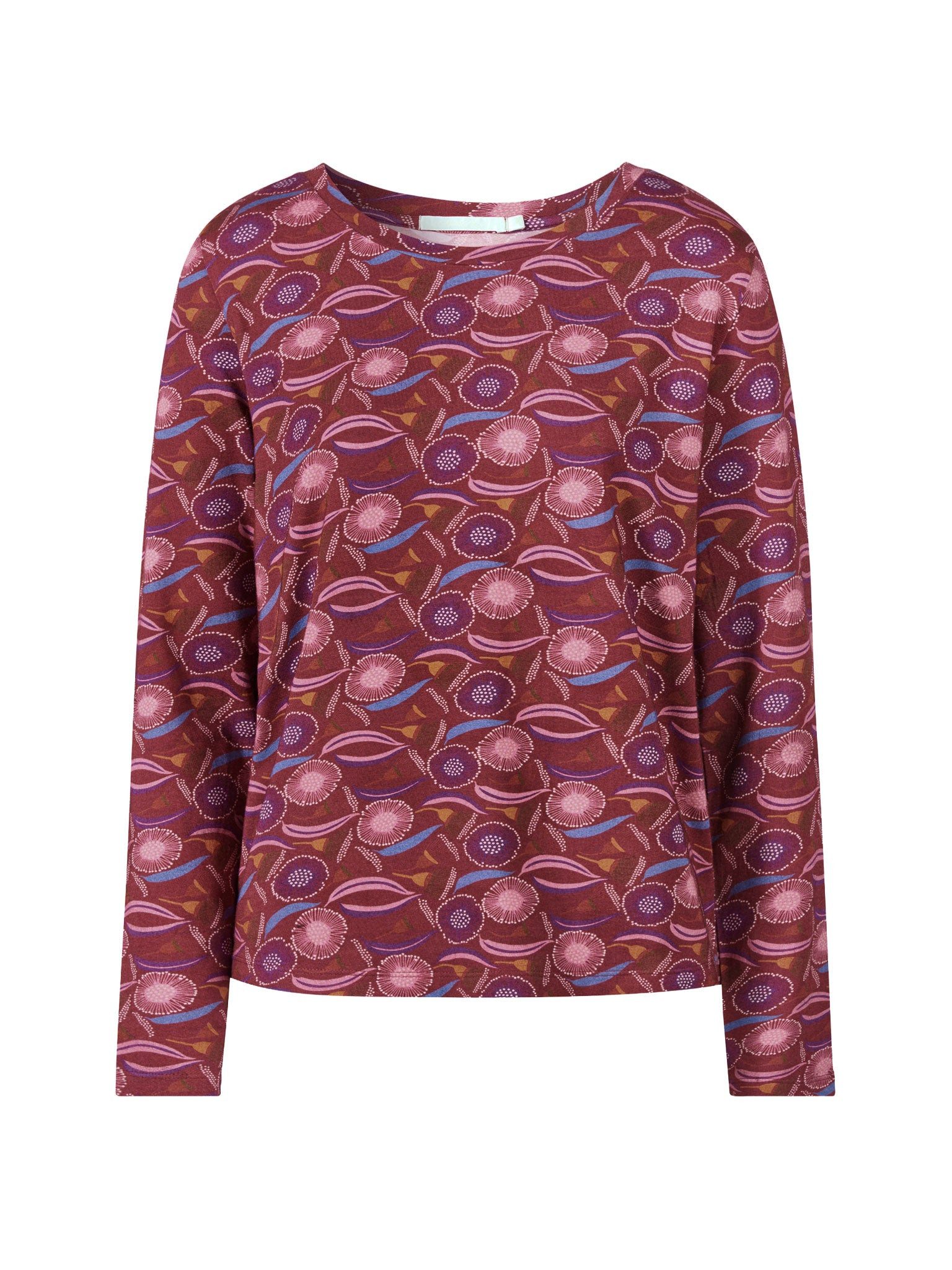 Himalaya Clothing Langarmshirt Damen Shirt Viskose grafisches Allover Muster Relaxedfit Langarm Elastisch, weich im Griff und mit klassischem Rundhalsausschnitt – Bild 2 von 4