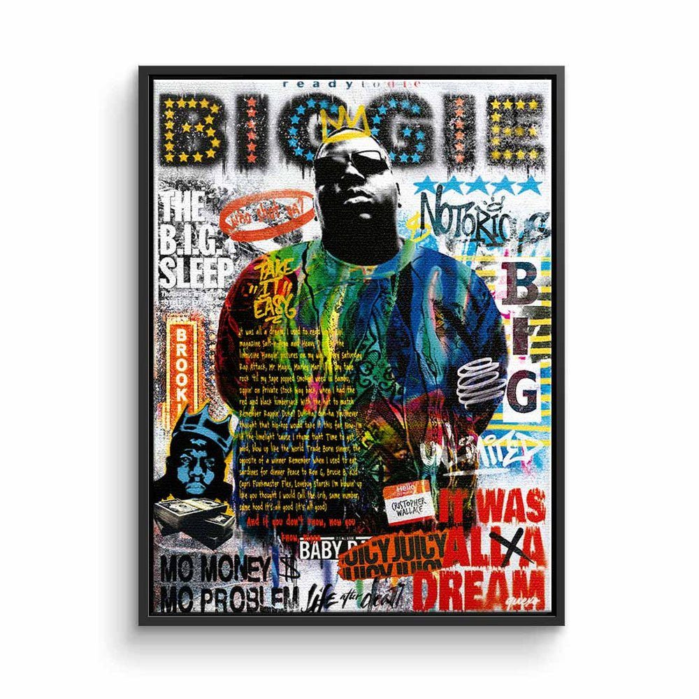 DOTCOMCANVAS® Leinwandbild, Leinwandbild The Notorious B.I.G. Biggie Smalls collage Pop Art 2pac schwarzer Rahmen