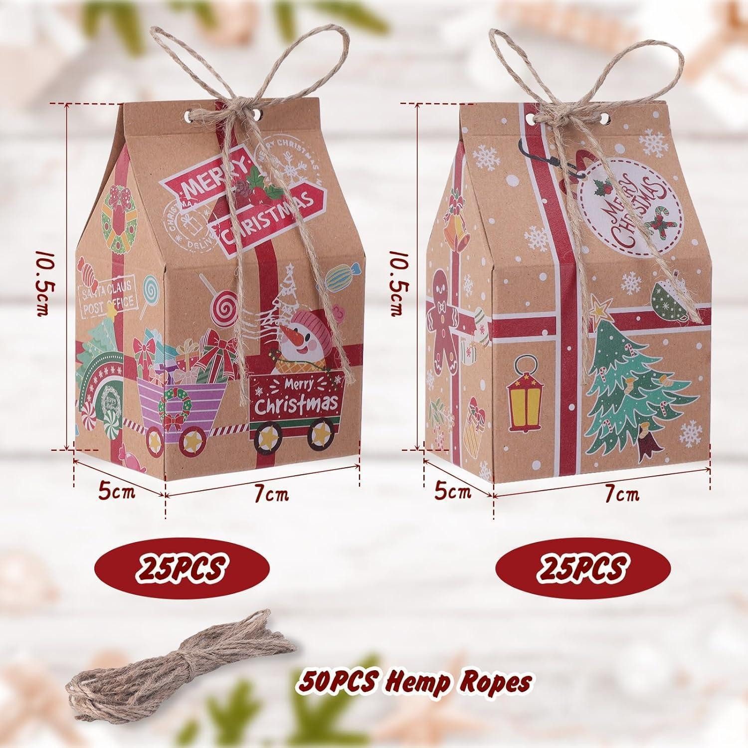 LuxusKollektion DIY-Adventskalender Geschenkboxen Weihnachten Party Kraftpapier Mitbringsel 50 Farbe C 50