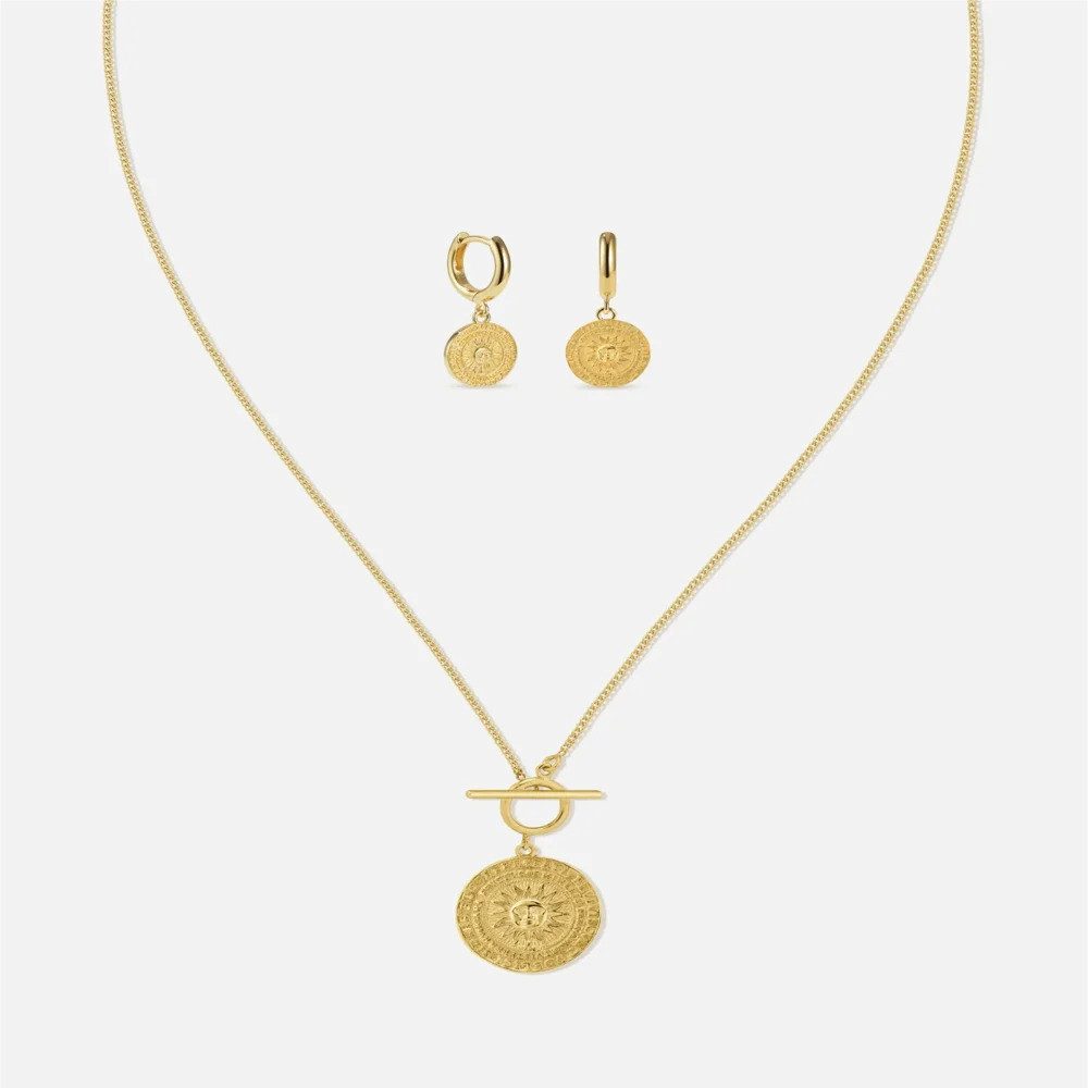 ROUGEMONT Ohrring und Ketten Set Exklusives Schmuck-Set Halskette und Ohrringe 925 Silber 18K Gold, Wasserfest