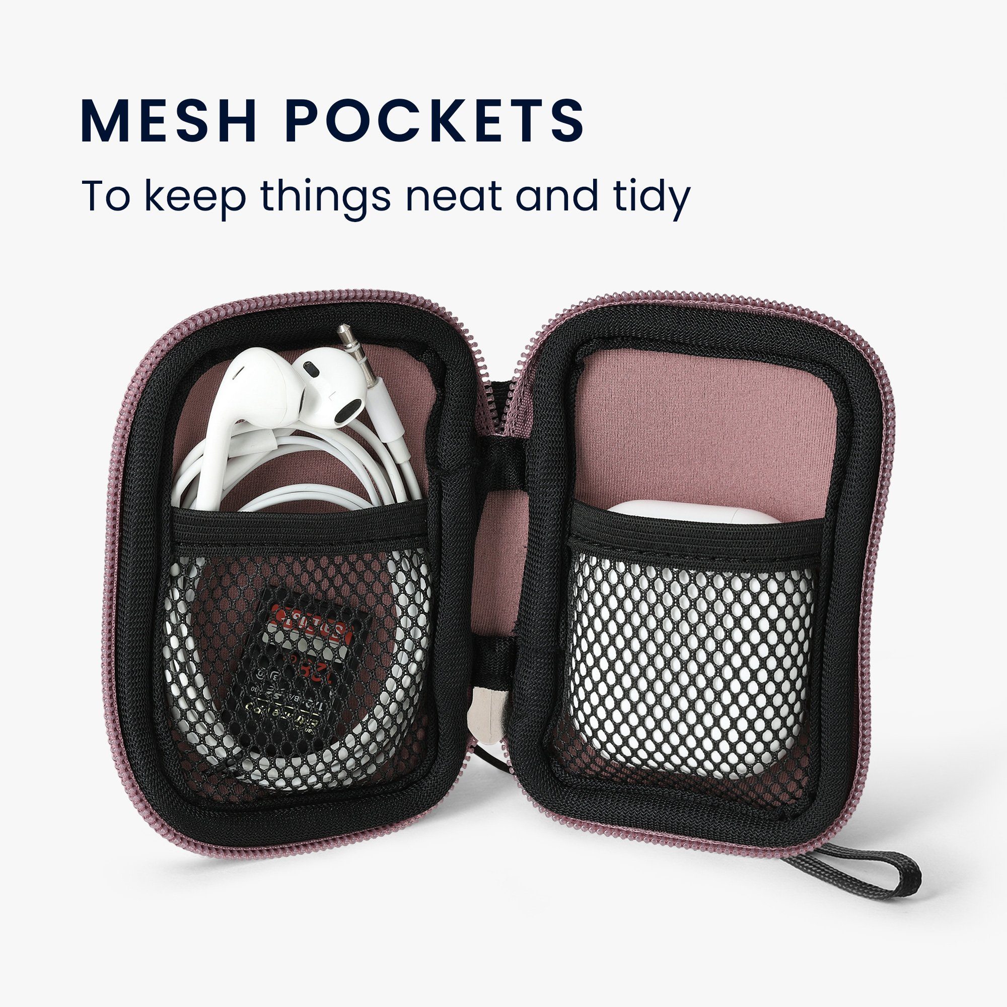 kwmobile Kopfhörer-Schutzhülle In-Ear Kopfhörer Tasche Hülle aus Neopren mit Innentasche für Zubehör, Kleine Aufbewahrungstasche für In Ear Headphones – Bild 3 von 5