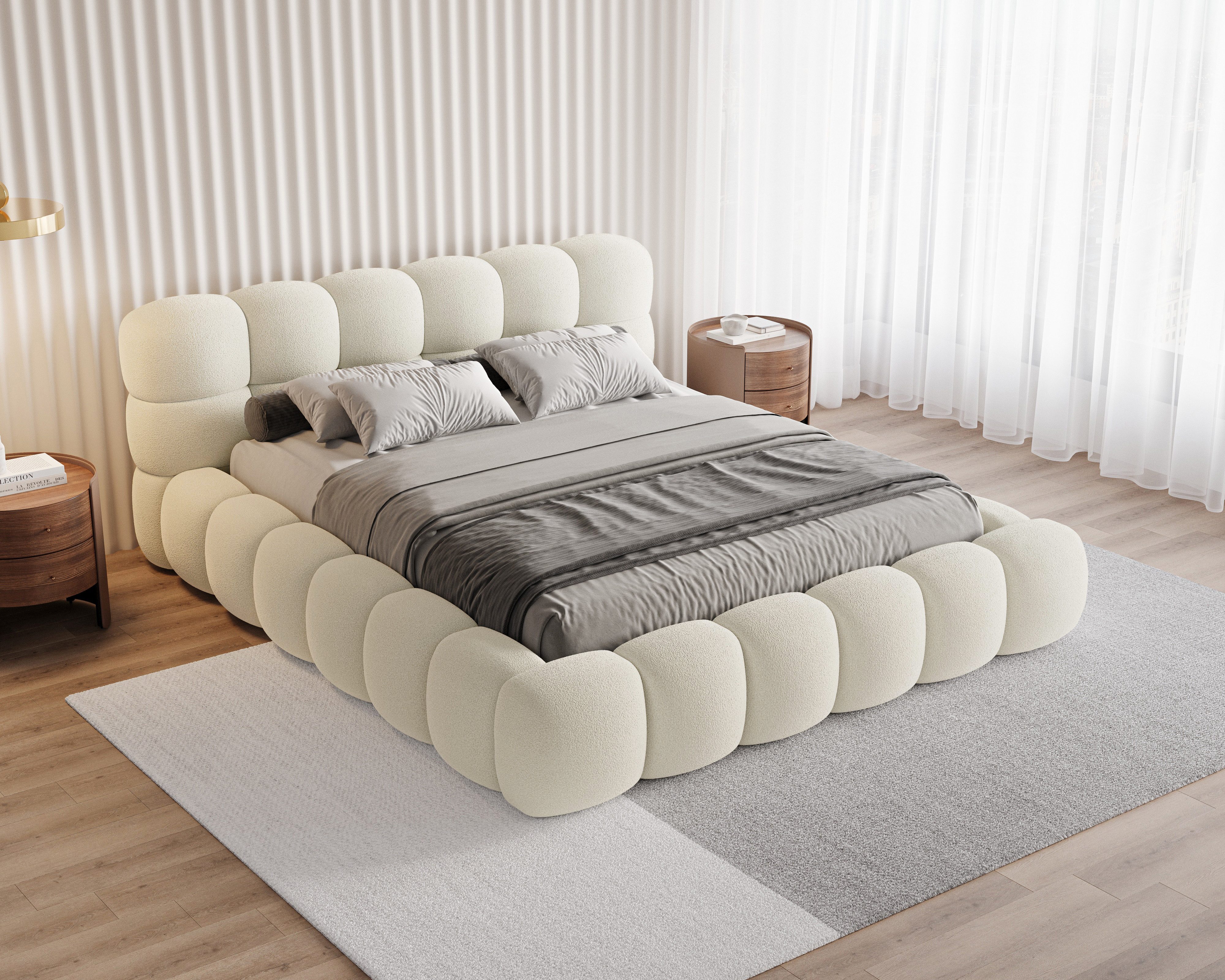 Chilly Möbel Polsterbett Stone Beige Bouclé günstig online kaufen