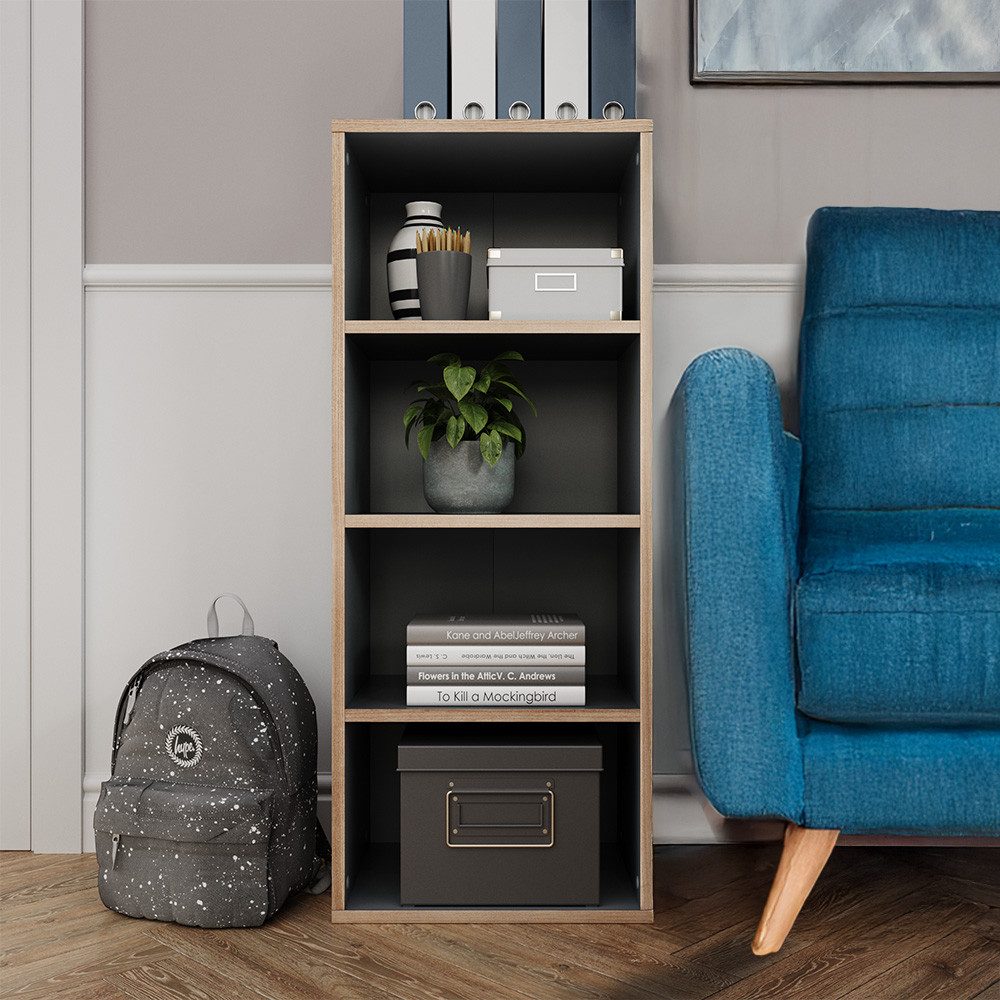 Vicco Bücherregal Tetrix, Anthrazit/Nordik, 40 x 100 cm mit 4 Fächern, 1-tlg.