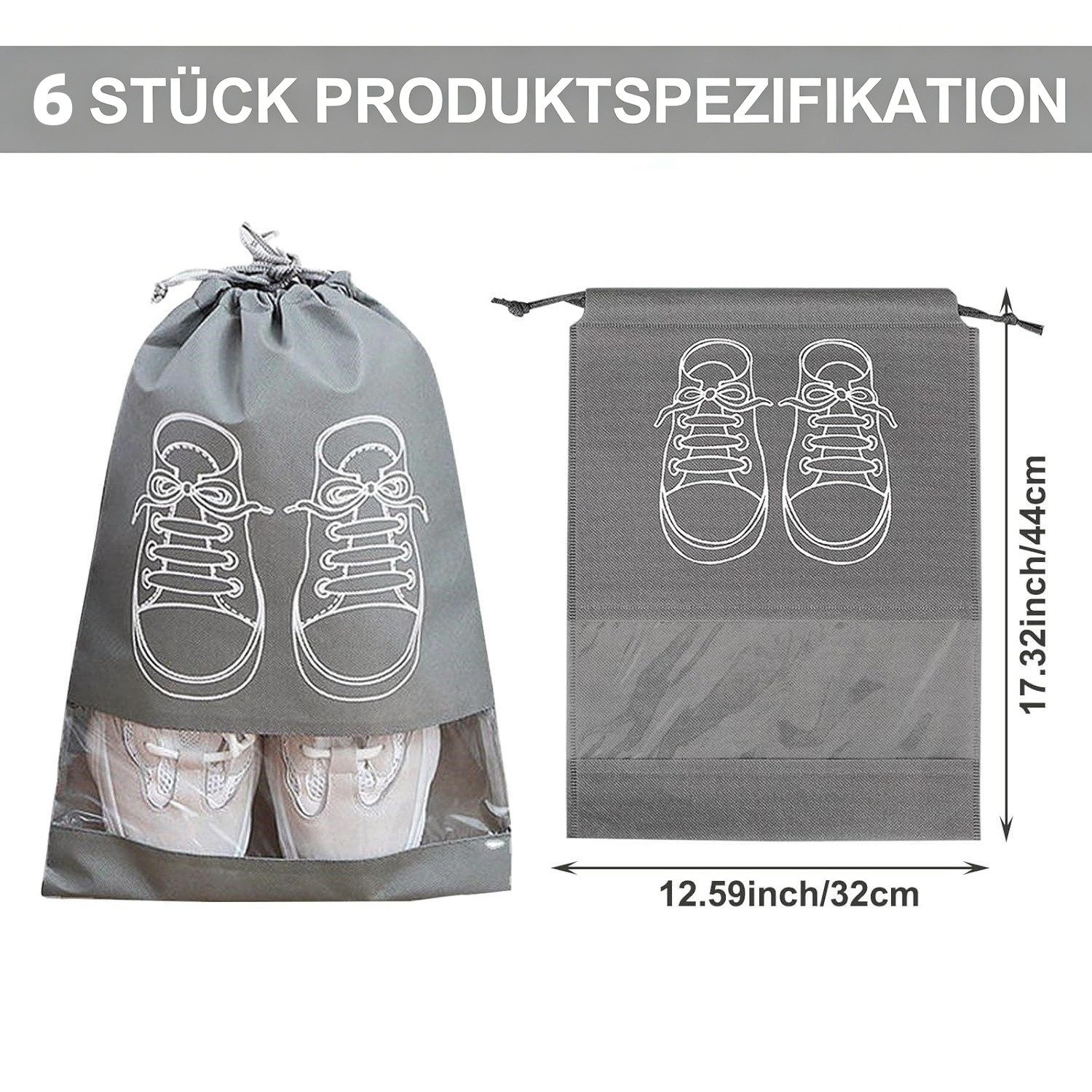 inschimmer Kofferorganizer 6 Stück Schuhbeutel mit Zugband Reise Aufbewahrungsbeutel Wasserdicht