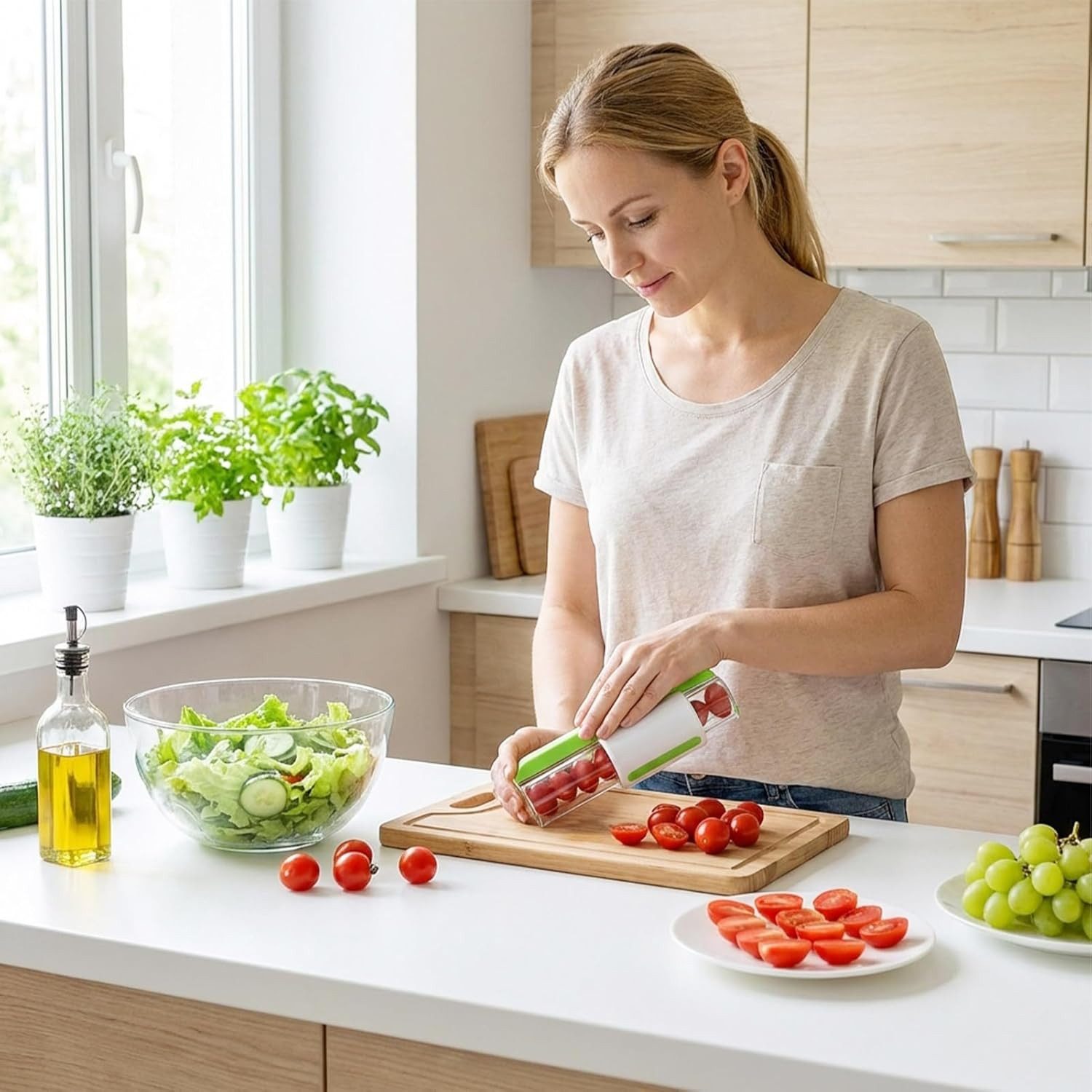 FELIXLEO Gemüseschneider Obstschneider Traubenschneider Tomatenschneider Gemüsehobel – Bild 3 von 5