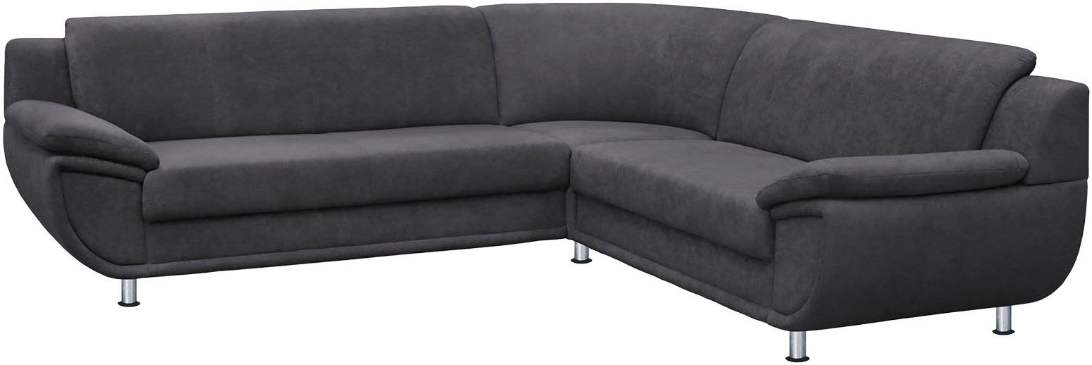 TRENDMANUFAKTUR Ecksofa Rondo wahlweise mit Schlaffunktion, bequeme Armlehnen, L-Form, wahlw.mit Federkern, Füße chromfarben, Unser Dauertiefpreis