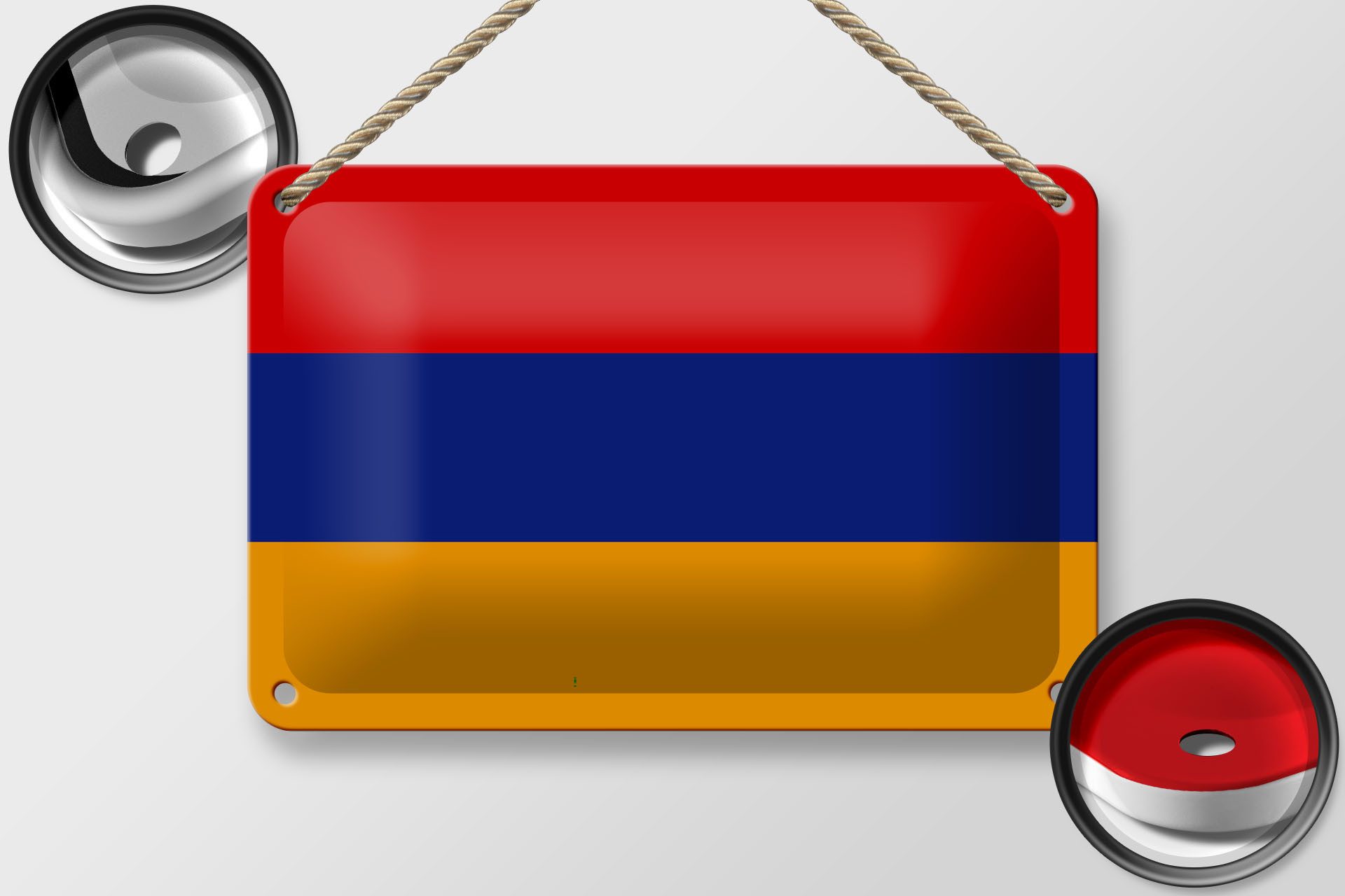 Femer GmbH Metallschild Flagge Armenien 18x12cm Flag of Armenia, (1 St), gewölbte Oberfläche, abgerundete Ecken, umgeschlagene Kanten