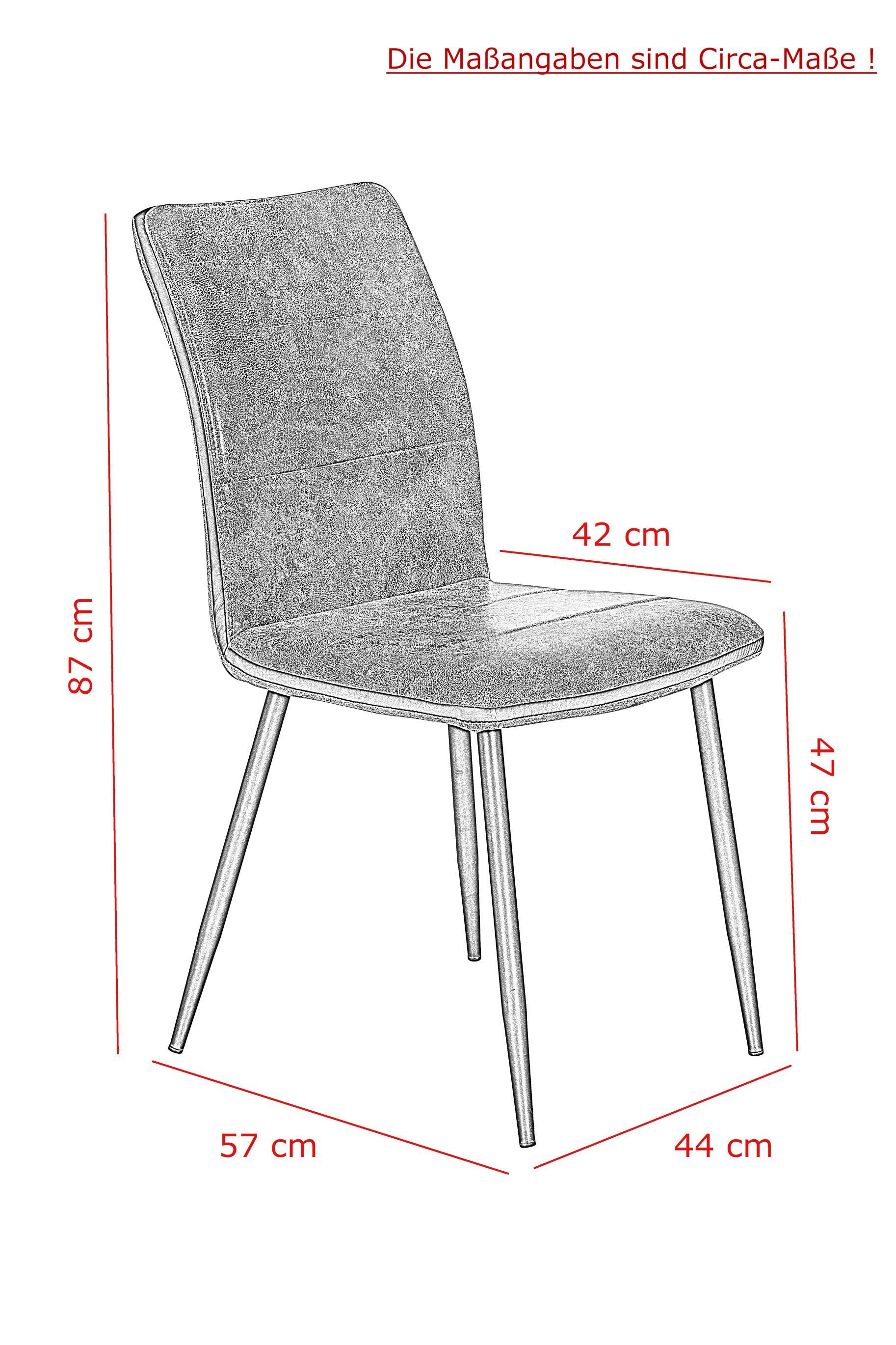 HELA Essgruppe Janina, (Set, Microfaser Grau Betonoptik/Vintage Grau | verschiedene Farben/Dekore, Vintage Optik Vintage Stuhl 7-tlg)